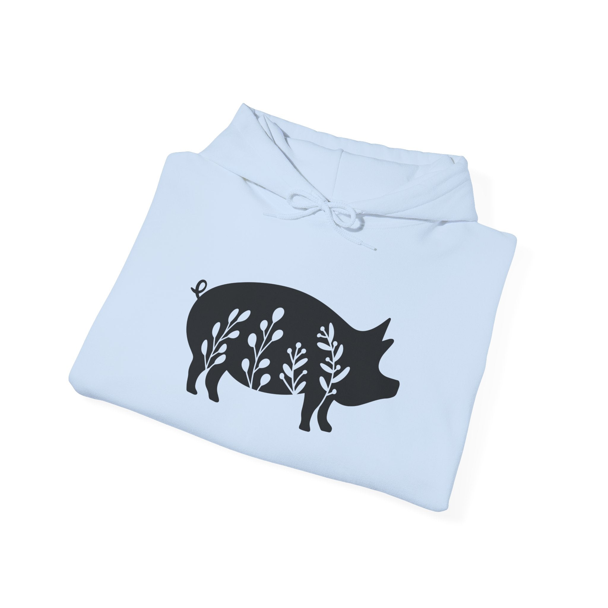 Floral Pig Silhouette Hoodie – Farm Life Sweatshirt, Pig Lover Pullover, Homestead Hoodie, Mini Pig Apparel, Farm Animal Hoodie, Country Living Unisex Hoodie