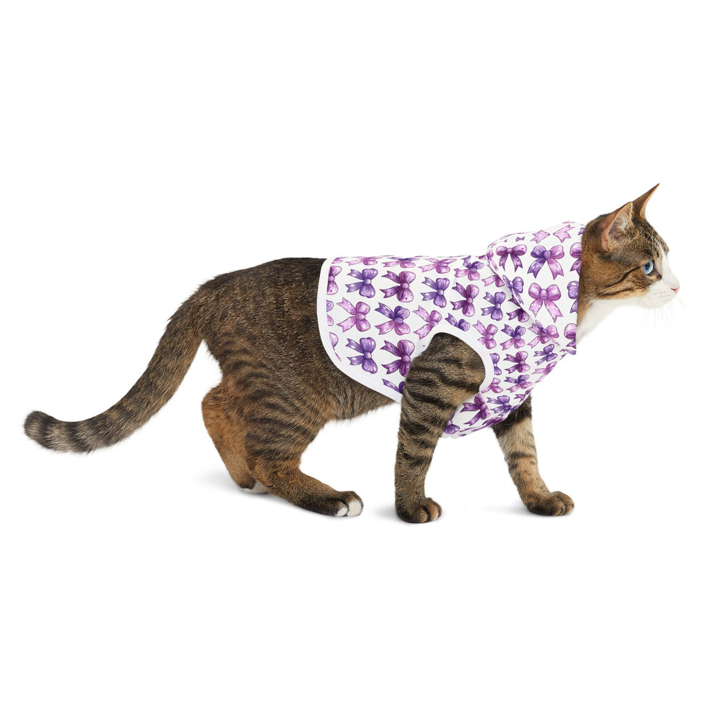 Purple Coquette Bows Cute Pet Hoodie - Adorable Puppy Sweater, Small Dog Outfit, Furry Friend Gift, Pet Apparel, Animal Lover Present