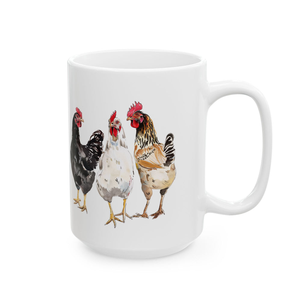 Chicken Flock Ceramic Mug – Backyard Chicken Coffee Cup, Farm Homestead Mug, Chicken Lover Gift (11oz, 15oz)