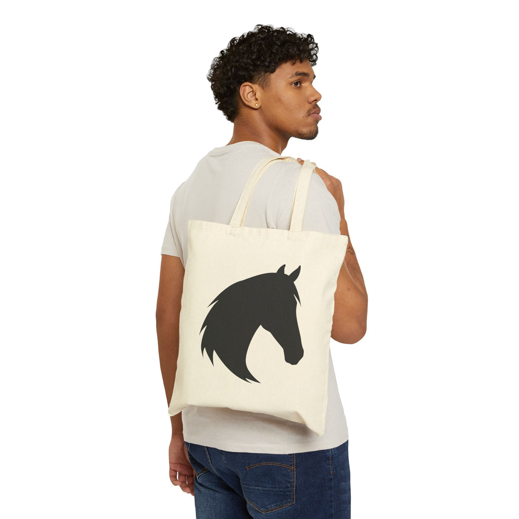 Horse Head Silhouette Canvas Tote Bag | Equestrian Farm Tote | Minimalist Horse Lover Market Bag | Rustic Farmhouse Country Tote