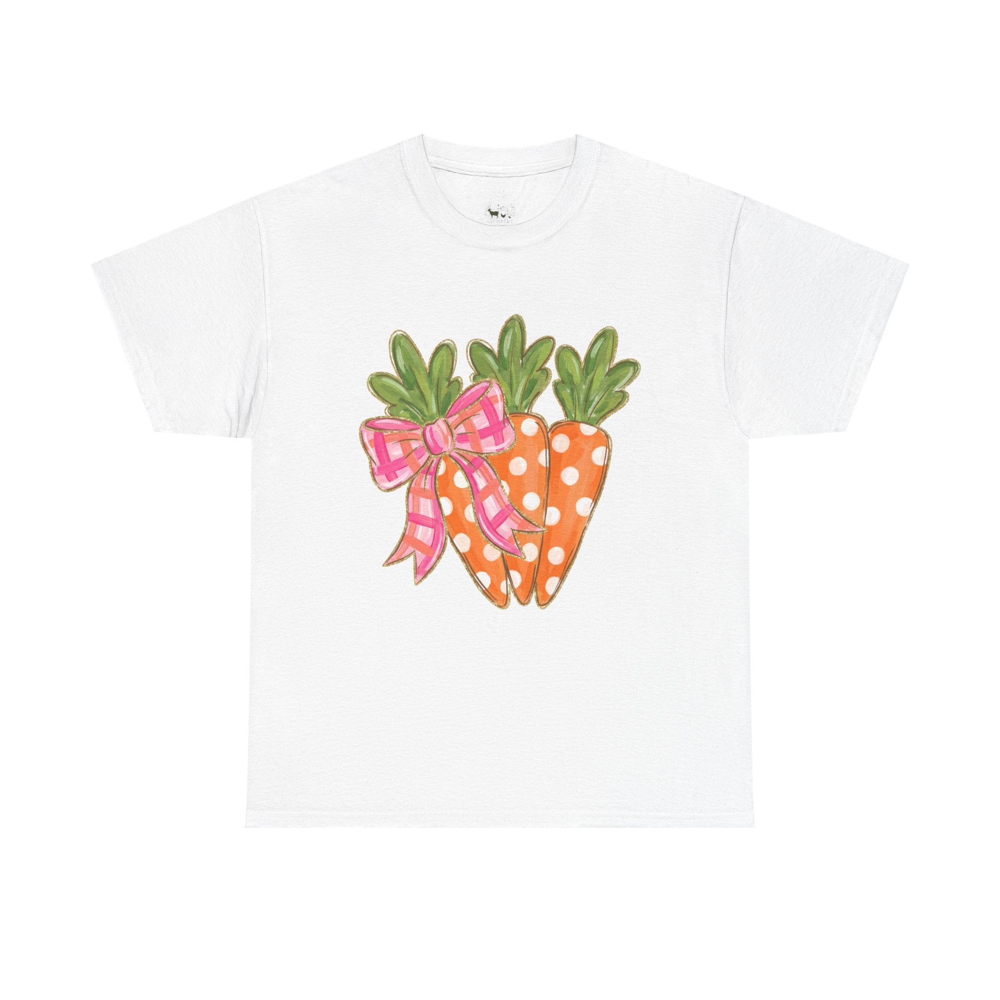 Cute Carrot Bow T-Shirt | Easter Carrot Graphic Tee | Spring Farm Shirt | Cottagecore Easter Shirt | Farmhouse Garden Shirt | Homestead Spring Apparel