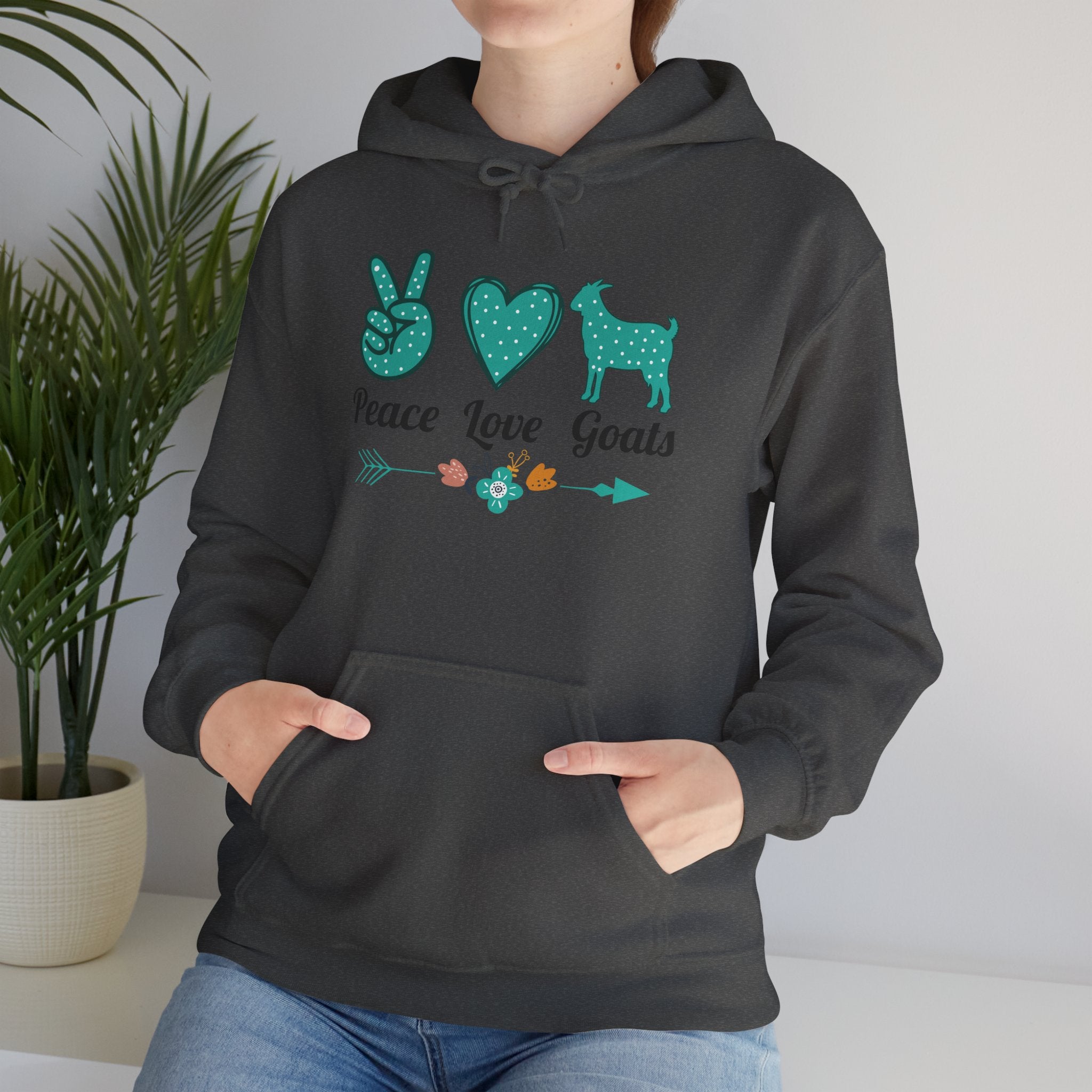 Peace Love Goats Hoodie – Unisex Farmhouse Goat Lover Sweatshirt | Cozy Homestead Country Apparel