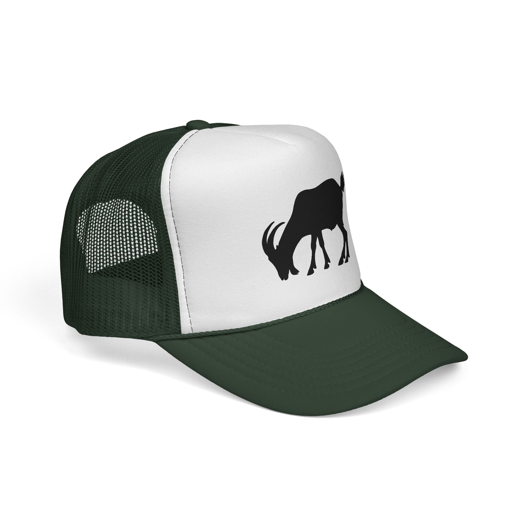 Goat Silhouette Trucker Hat – Farm Goat Hat, Homestead Goat Keeper Cap, Minimalist Farm Life Snapback
