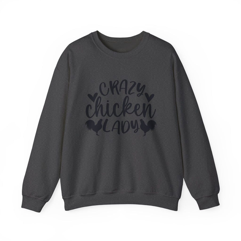Crazy Chicken Lady Sweatshirt – Funny Chicken Mom Crewneck, Farmhouse Homestead Pullover, Unisex Gildan 18000