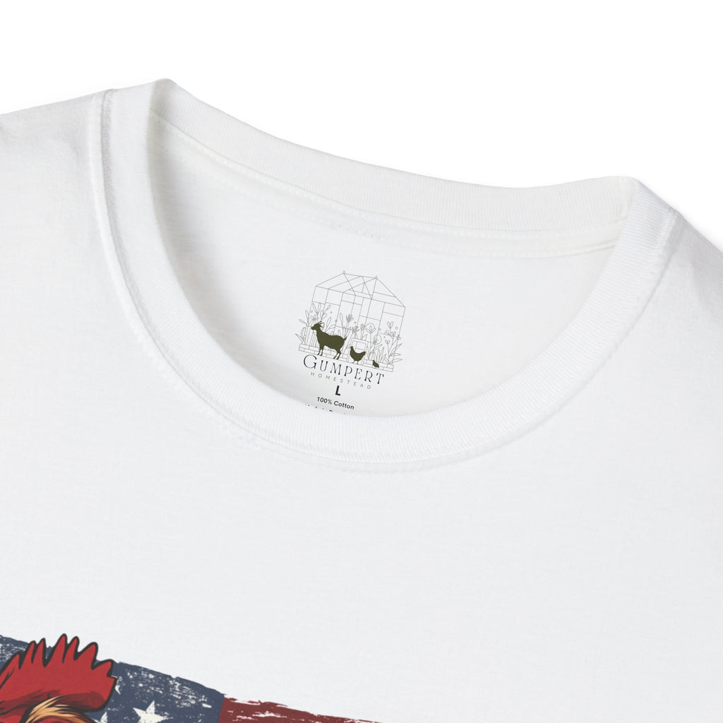 American Flag Chickens T-Shirt – American Flag Hen Shirt, Farm Life Tee, 4th of July Chicken Shirt, Backyard Chicken Keeper Gift, Homestead Farm Apparel