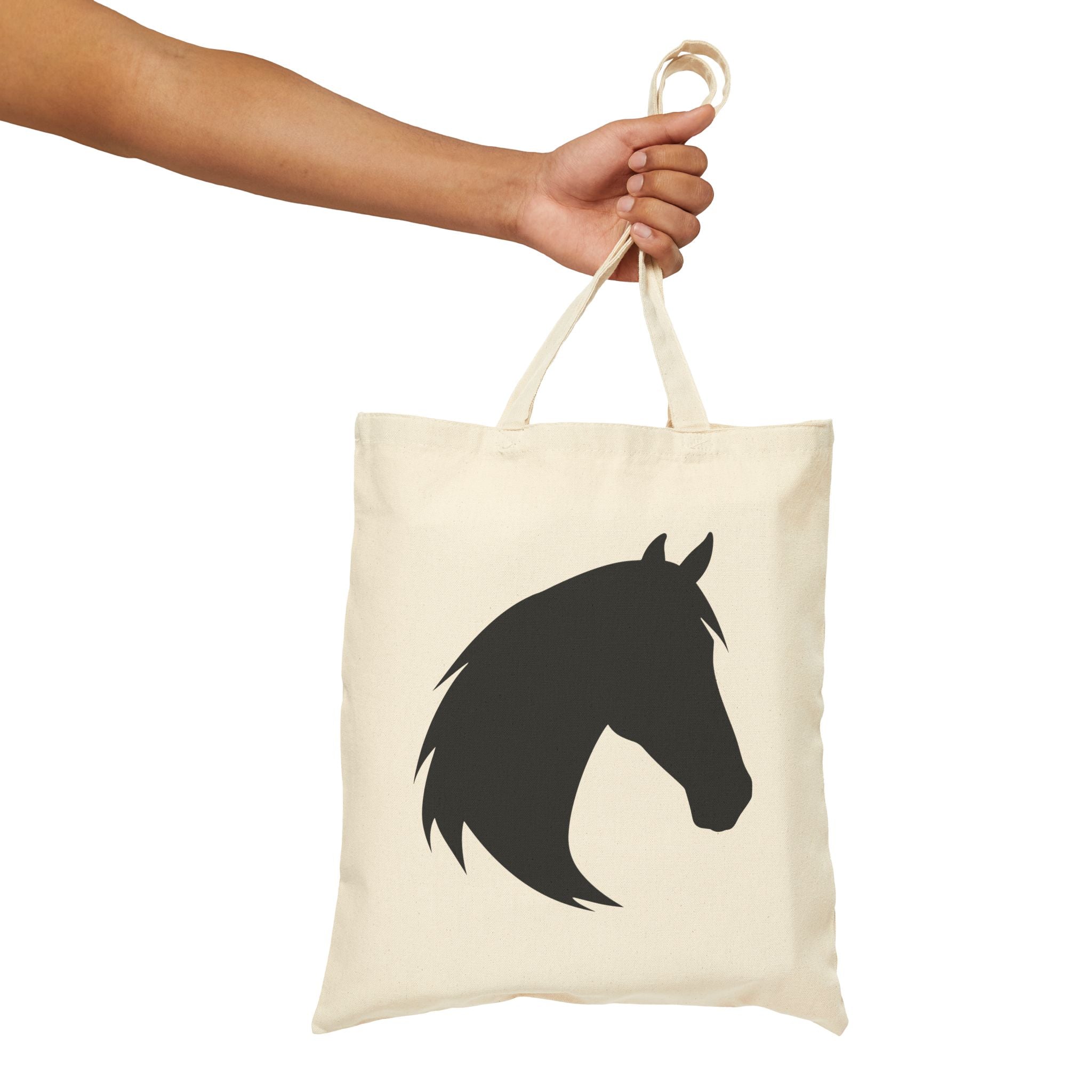 Horse Head Silhouette Canvas Tote Bag | Equestrian Farm Tote | Minimalist Horse Lover Market Bag | Rustic Farmhouse Country Tote