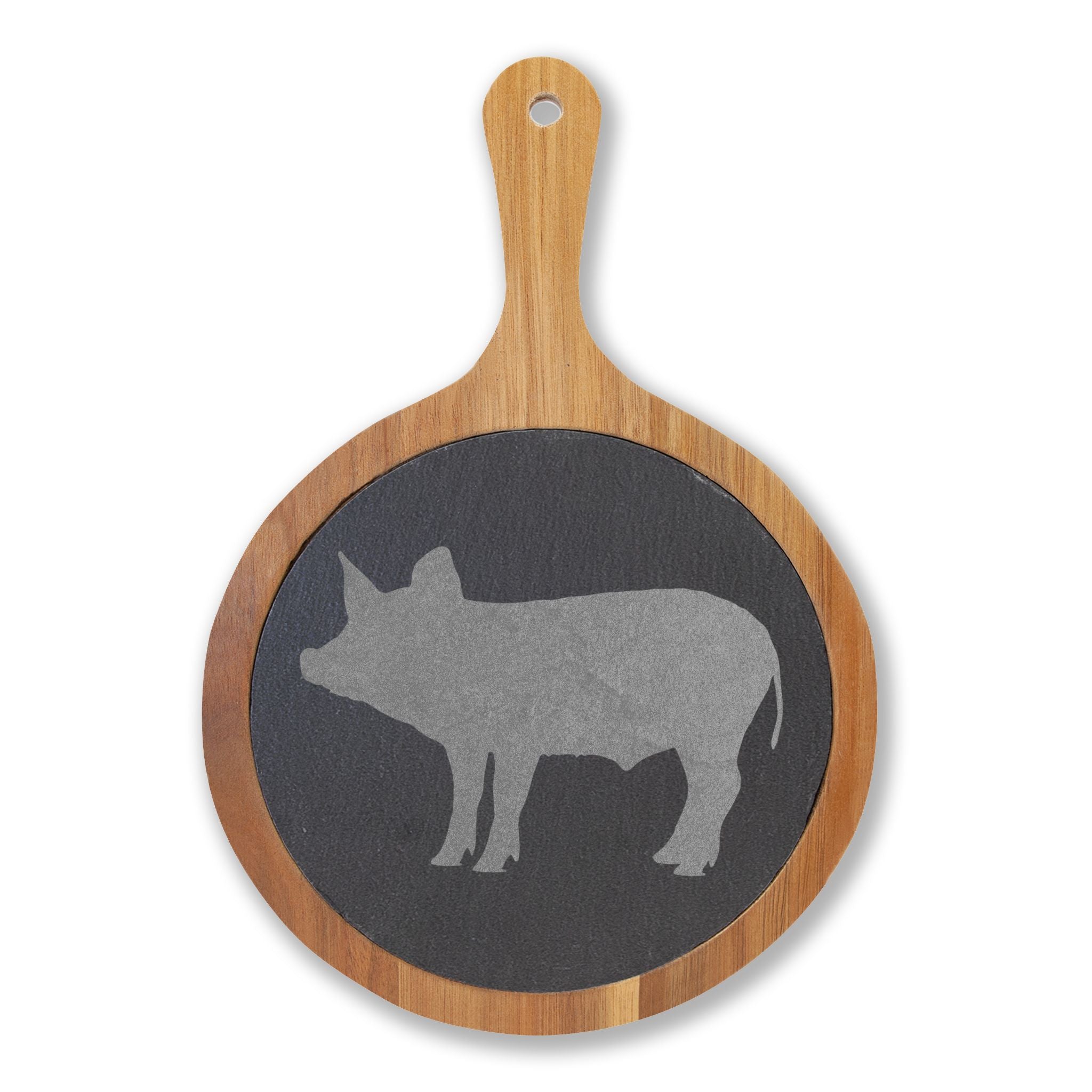 Piglet Engraved Charcuterie Board Set | Farmhouse Slate Cheese Board with Knives | Rustic Farm Kitchen Serving Board | Homestead Pig Lover Gift