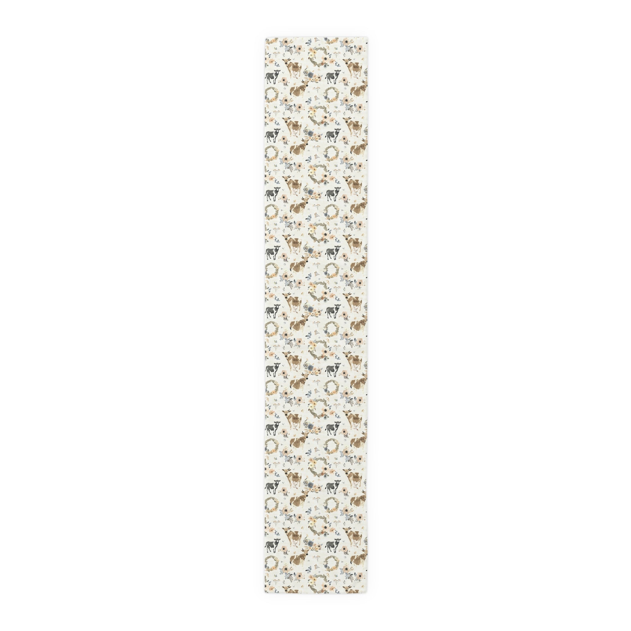 Floral Cow Farmhouse Table Runner | Cottagecore Country Dining Table Decor | Rustic Farm Animal Table Linen | Homestead Kitchen Runner