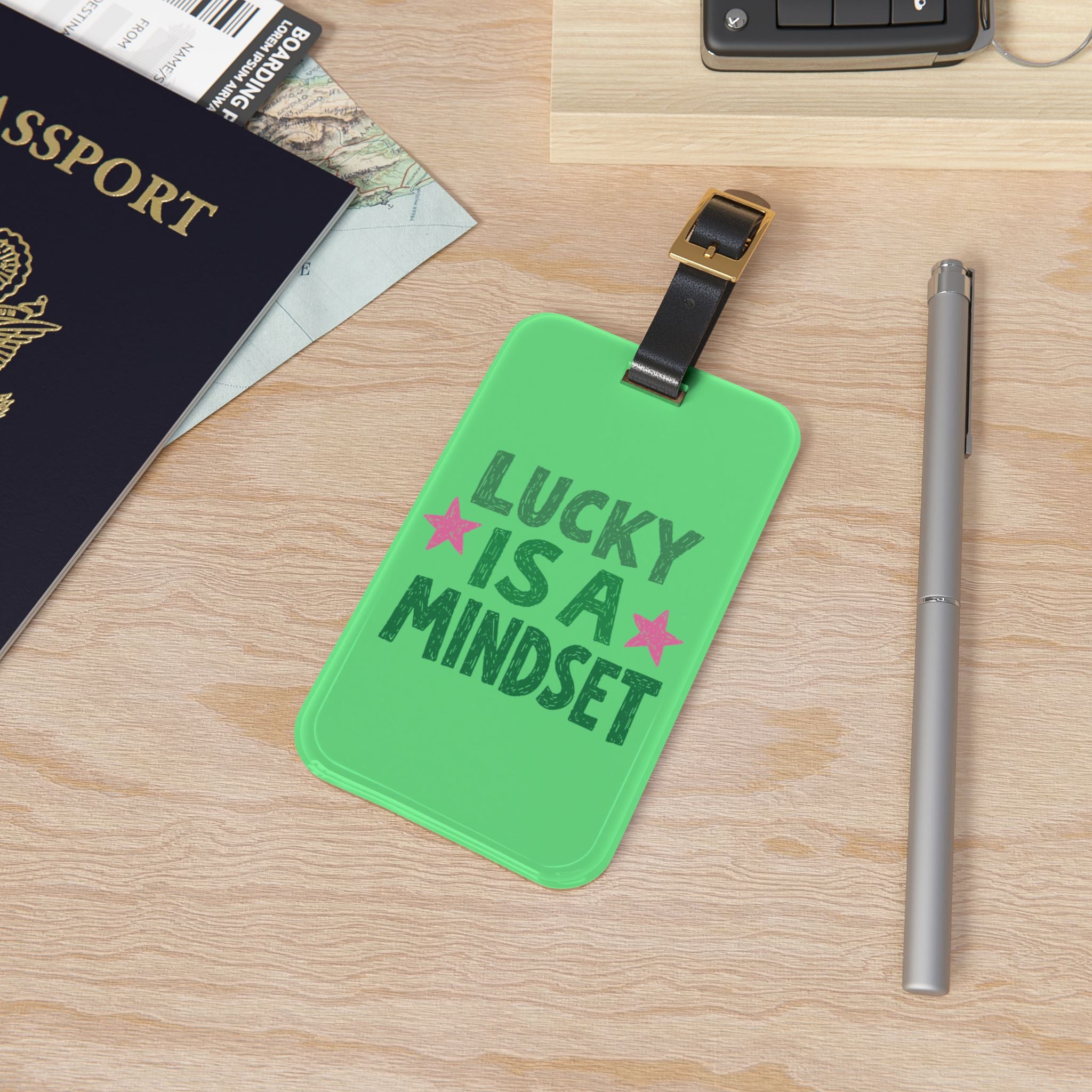 Lucky Is a Mindset Luggage Tag | Motivational Travel Accessory | Positive Quote Suitcase Tag | Cute Travel Bag Identifier | Gumpert Homestead