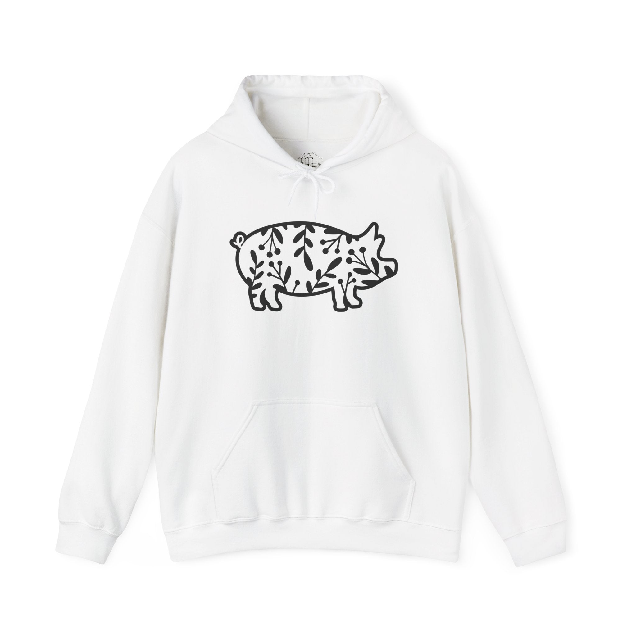 Floral Pig Silhouette Hoodie – Farm Life Sweatshirt, Pig Lover Pullover, Homestead Hoodie, Mini Pig Apparel, Farm Animal Hoodie, Country Living Unisex Hoodie