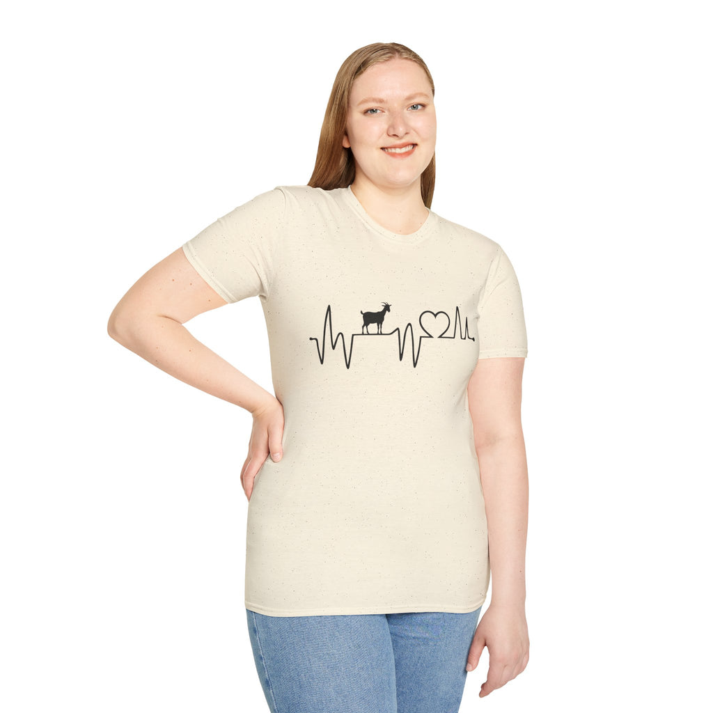 Goat Heartbeat Unisex T-Shirt | Minimalist Goat Lover ECG Farm Life Tee