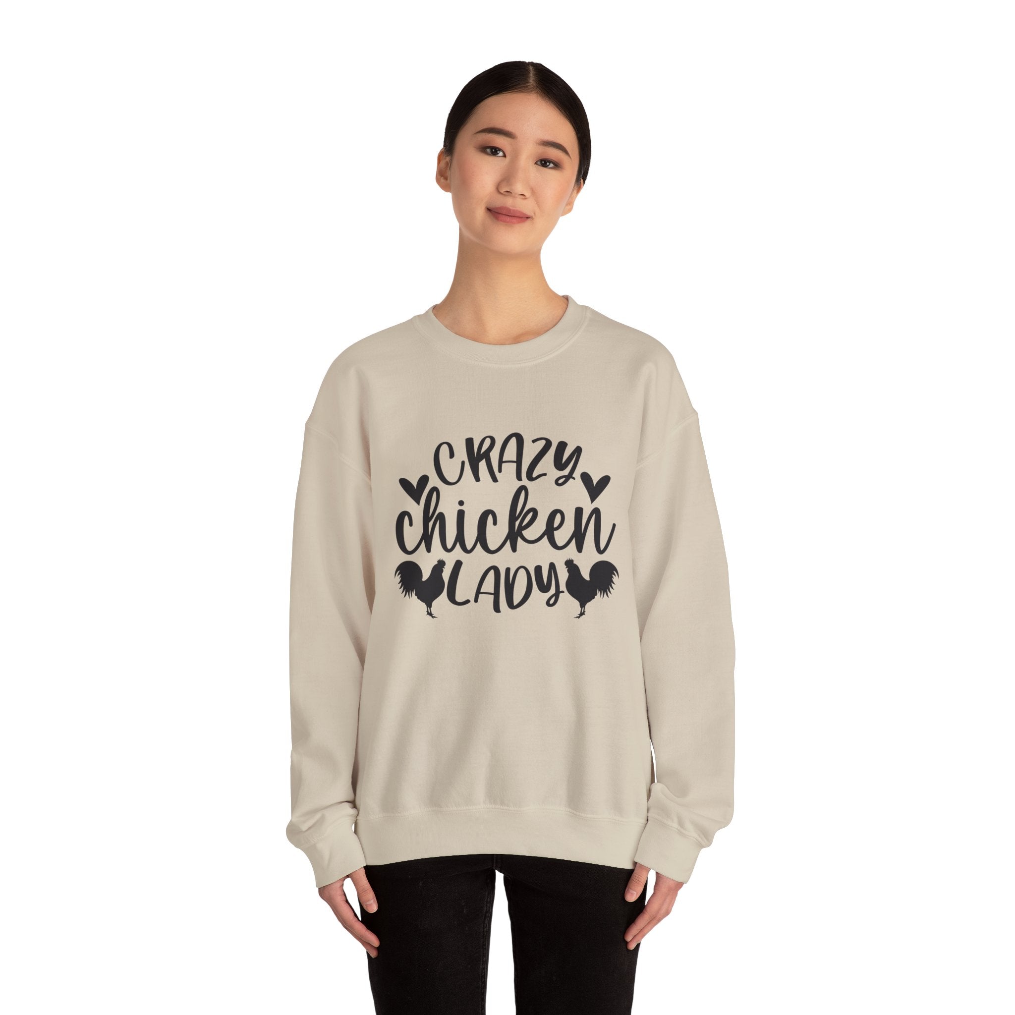Crazy Chicken Lady Sweatshirt – Funny Chicken Mom Crewneck, Farmhouse Homestead Pullover, Unisex Gildan 18000