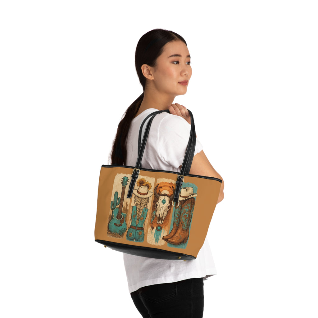 Western Cowgirl Shoulder Bag | Cowboy Boots Tote Purse | Rustic Farmhouse Handbag | Country Western PU Leather Bag | Boutique Rodeo Market Tote