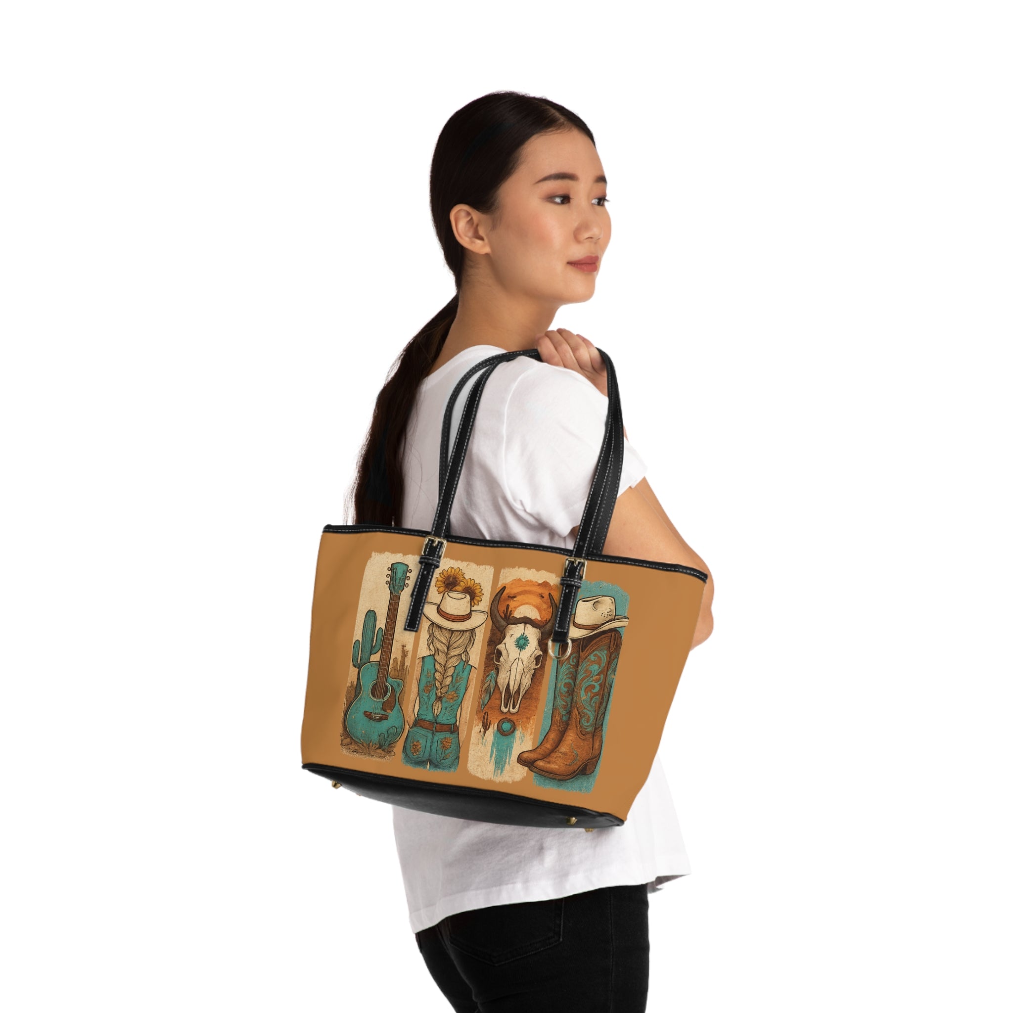 Western Cowgirl Shoulder Bag | Cowboy Boots Tote Purse | Rustic Farmhouse Handbag | Country Western PU Leather Bag | Boutique Rodeo Market Tote