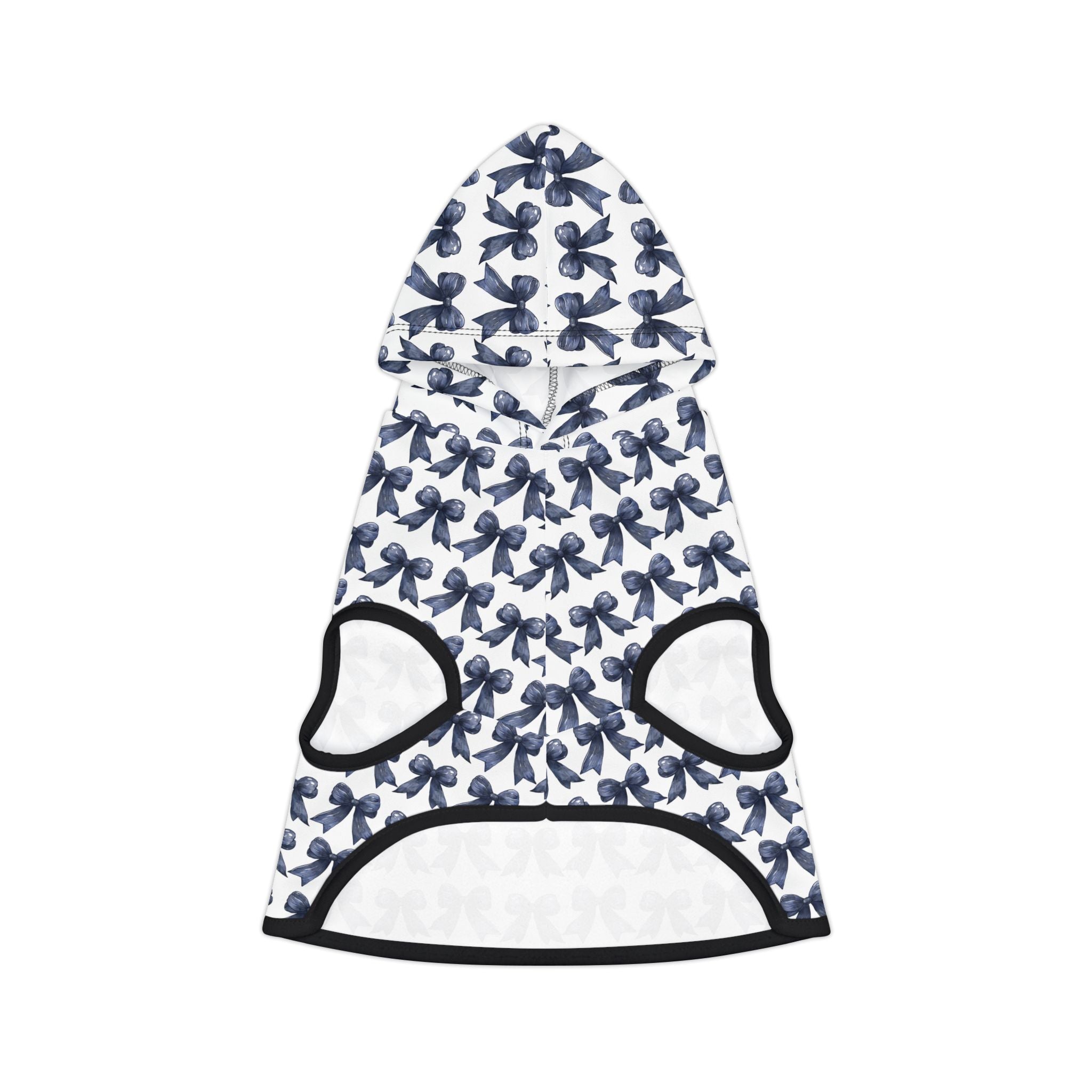 Navy Coquette Bows Cute Pet Hoodie - Adorable Puppy Sweater, Small Dog Outfit, Furry Friend Gift, Pet Apparel, Animal Lover Present