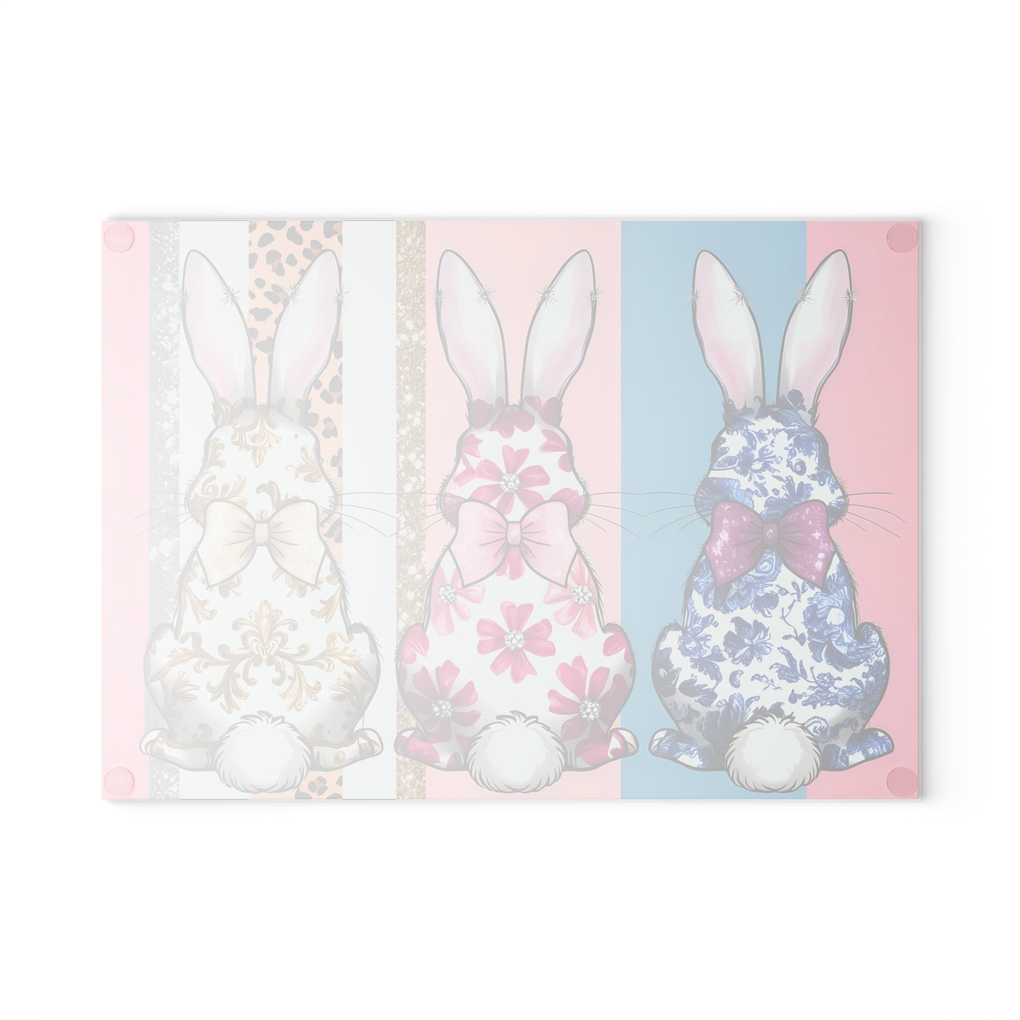 Pink Bunny Glass Cutting Board | Whimsical Rabbit Kitchen Decor | Cottagecore Easter Tempered Glass Cutting Board | Gumpert Homestead