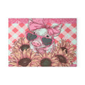 Pink Floral Pig Glass Cutting Board – Cute Farm Pig Kitchen Decor, Sunflower Pig Cutting Board, Farmhouse Country Kitchen Gift