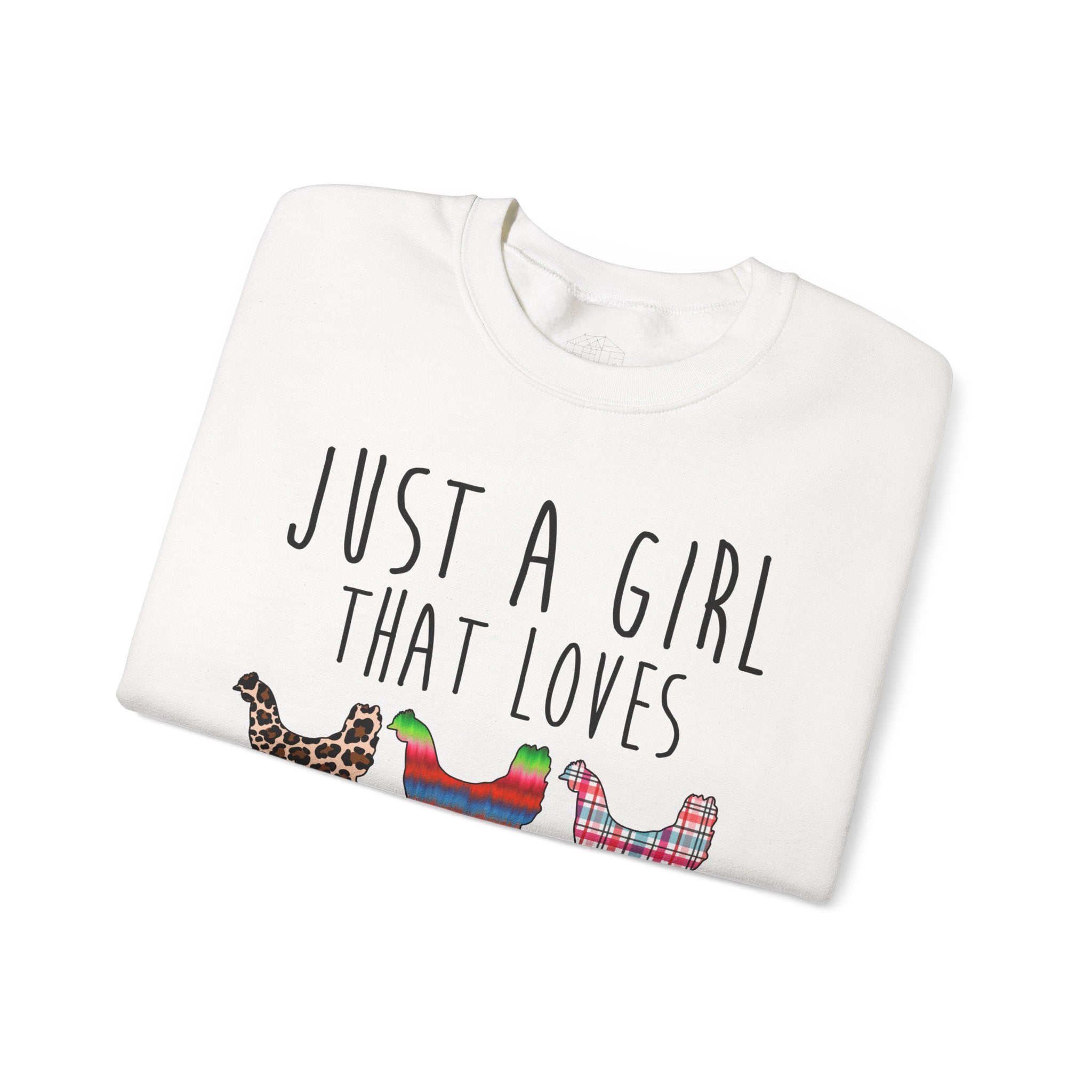 Just a Girl That Loves Peckers Sweatshirt – Funny Chicken Crewneck, Farmhouse Homestead Chicken Mom Pullover