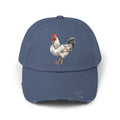 Speckled White Rooster Distressed Baseball Cap – Light Sussex Style Chicken Hat, Vintage Farm Rooster Cap, Backyard Chicken Keeper Gift