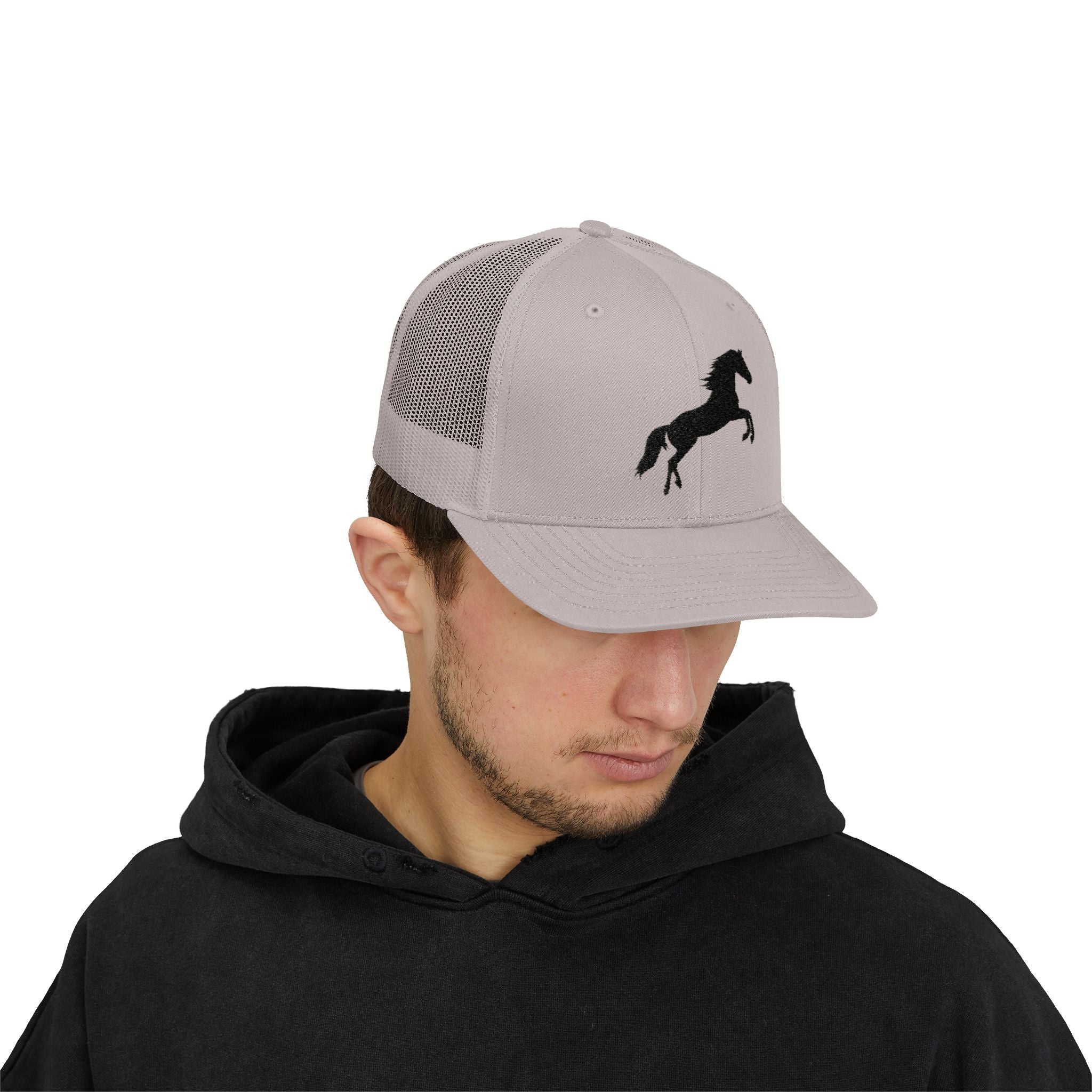 Rearing Horse Trucker Hat | Western Equestrian Mesh Snapback Cap | Rustic Ranch Horse Lover Hat | Farm Life Country Cowboy Cap
