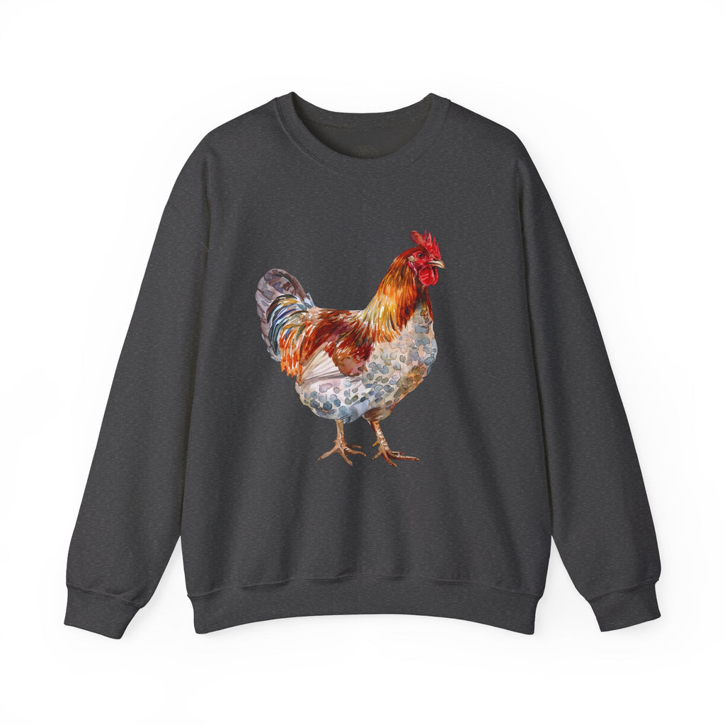 Easter Egger Rooster Sweatshirt – Farmhouse Chicken Crewneck, Colorful Ameraucana-Style Rooster Pullover, Homestead Apparel