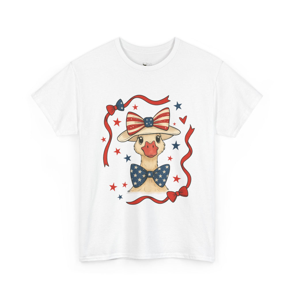 4th of July Goose T-Shirt | Patriotic Farm Goose Graphic Tee | Americana Country Shirt | Red White Blue Farm Animal Shirt | Homestead Summer Apparel