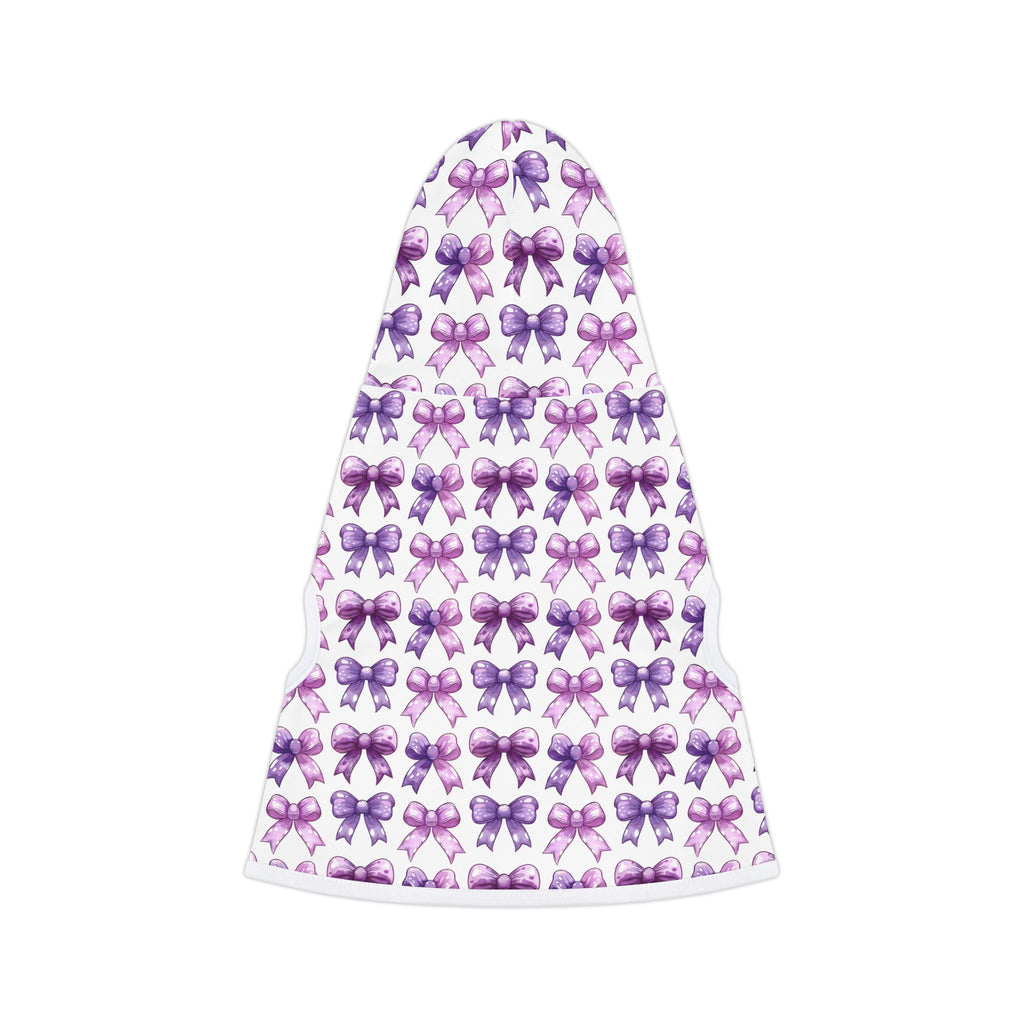 Purple Coquette Bows Cute Pet Hoodie - Adorable Puppy Sweater, Small Dog Outfit, Furry Friend Gift, Pet Apparel, Animal Lover Present