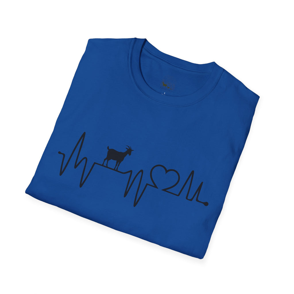 Goat Heartbeat Unisex T-Shirt | Minimalist Goat Lover ECG Farm Life Tee