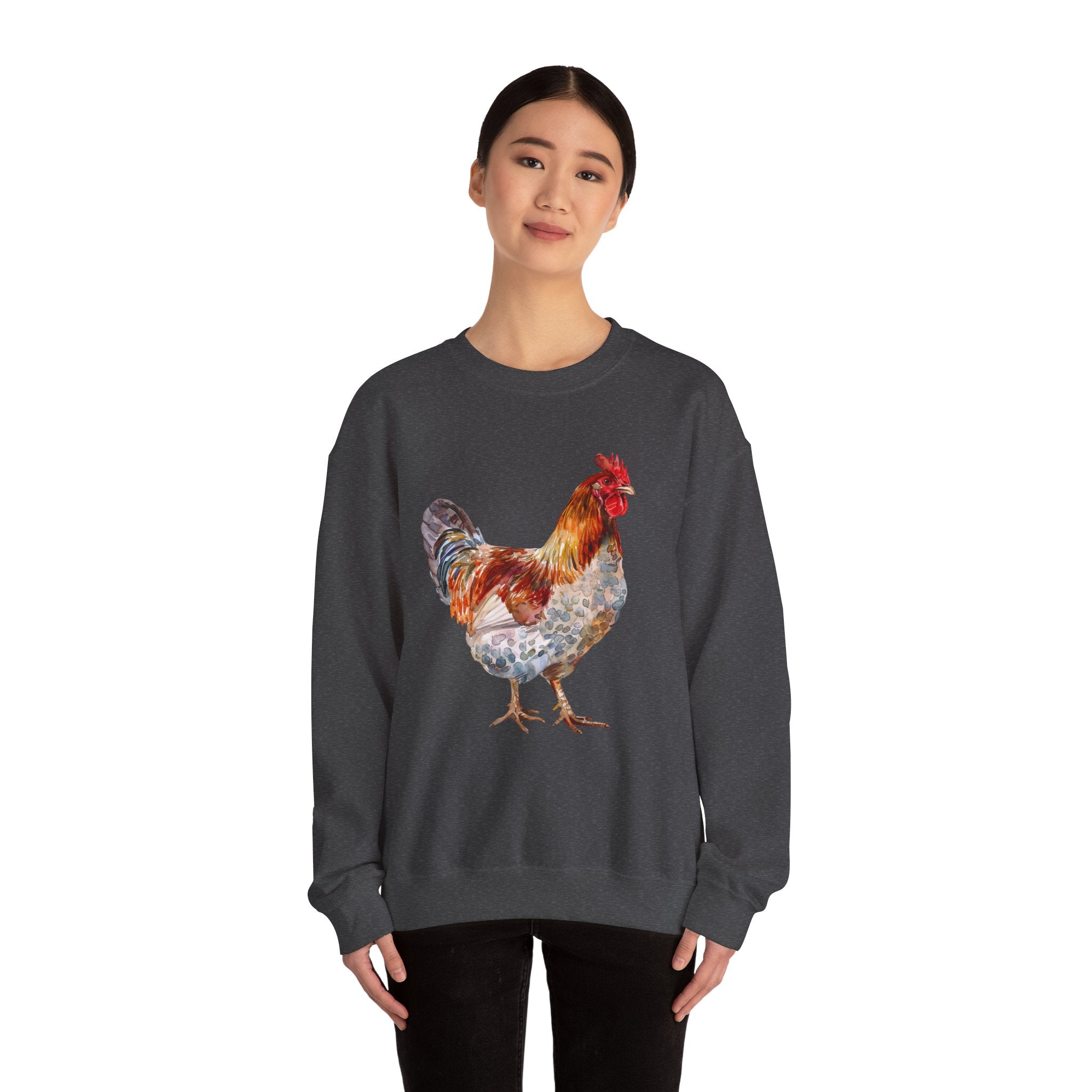 Easter Egger Rooster Sweatshirt – Farmhouse Chicken Crewneck, Colorful Ameraucana-Style Rooster Pullover, Homestead Apparel