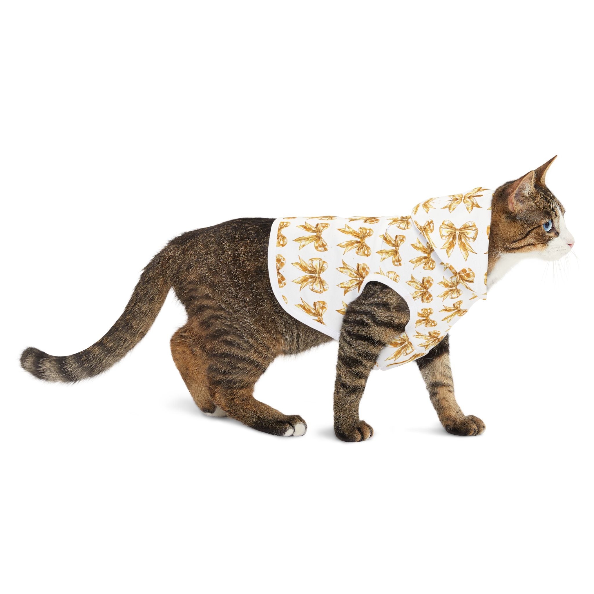 Gold Coquette Bows Cute Pet Hoodie - Adorable Puppy Sweater, Small Dog Outfit, Furry Friend Gift, Pet Apparel, Animal Lover Present