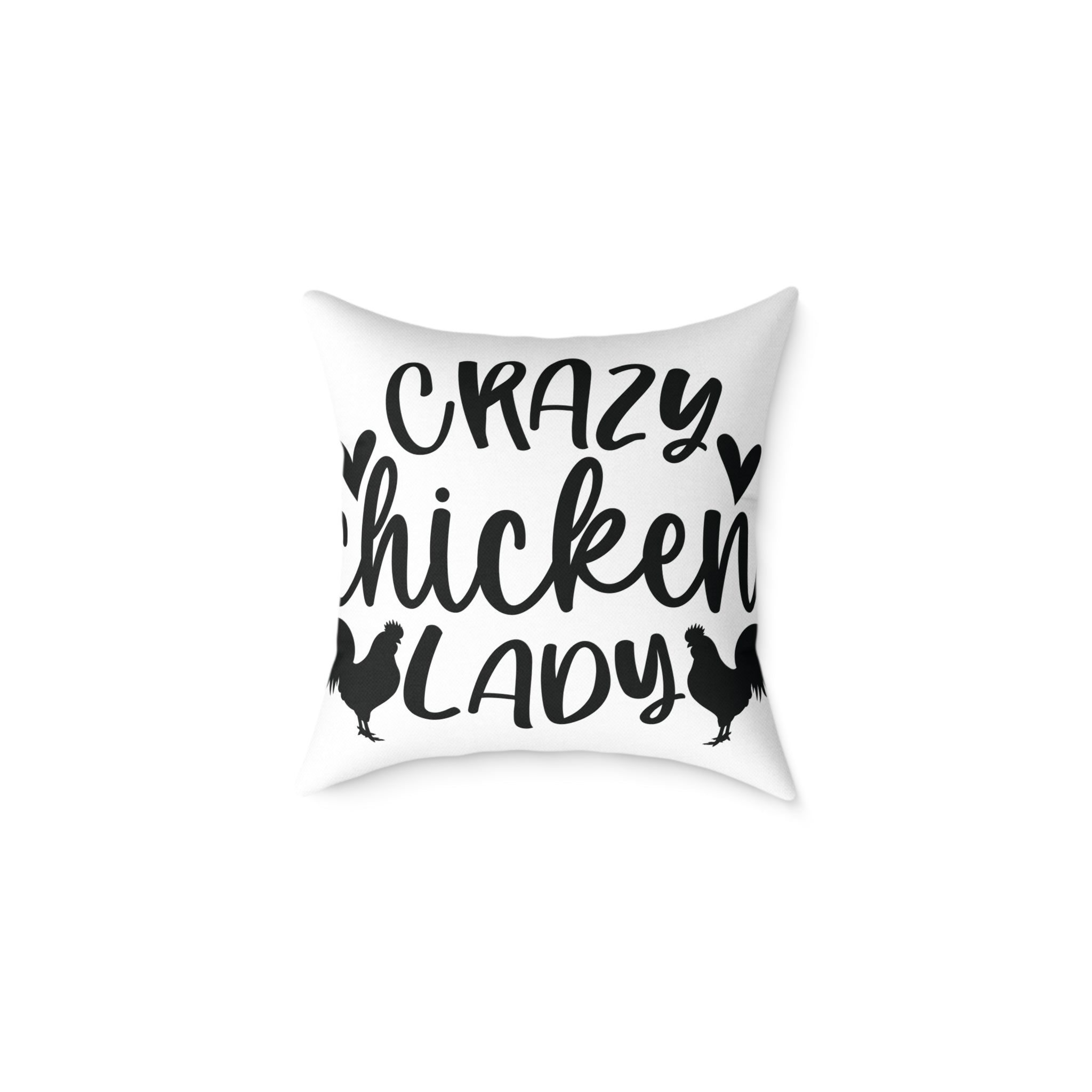 Crazy Chicken Lady Throw Pillow – Farmhouse Chicken Decor Cushion, Funny Homestead Accent Pillow, Country Cottage Home Decor