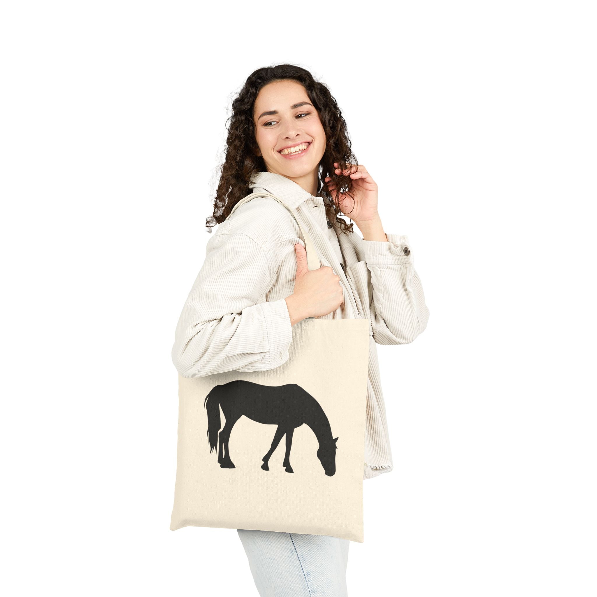 Horse Silhouette Canvas Tote Bag | Equestrian Farm Tote | Minimalist Horse Lover Market Bag | Rustic Farmhouse Country Tote