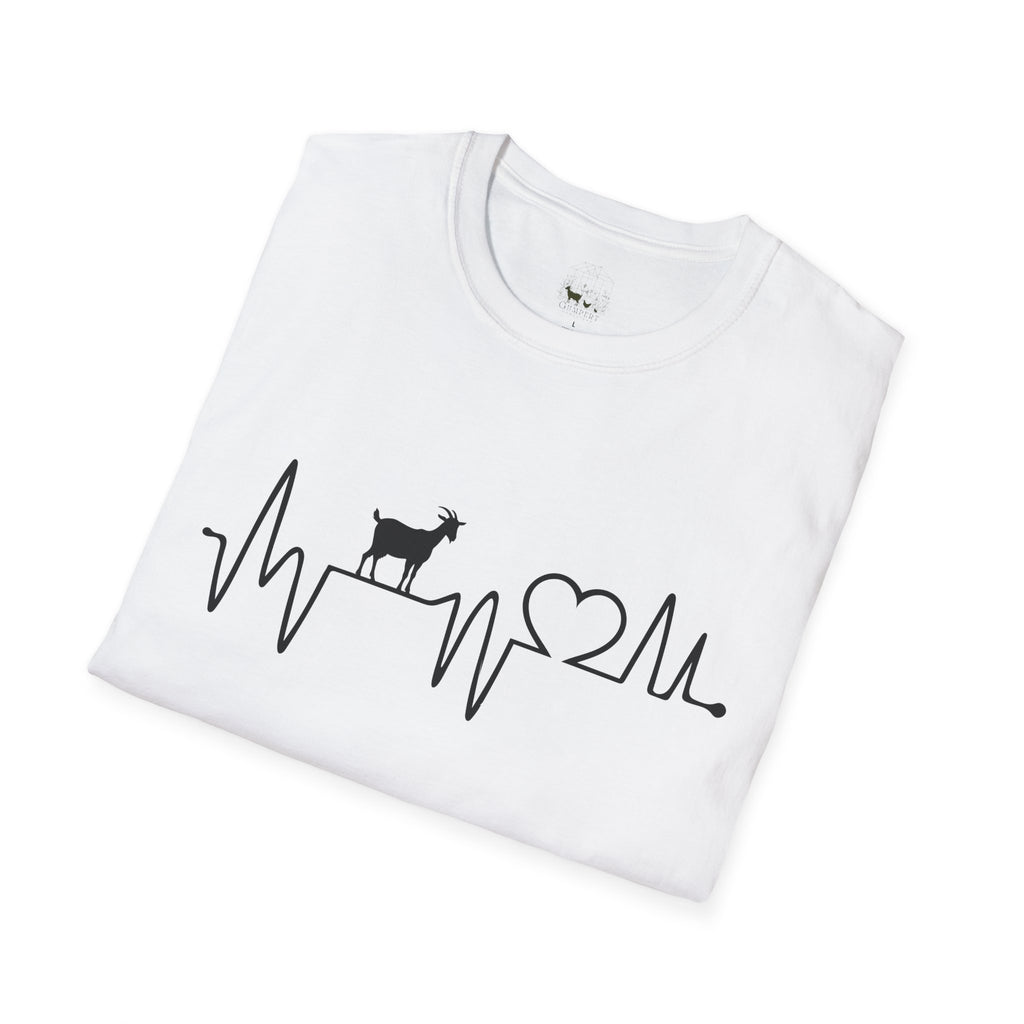 Goat Heartbeat Unisex T-Shirt | Minimalist Goat Lover ECG Farm Life Tee