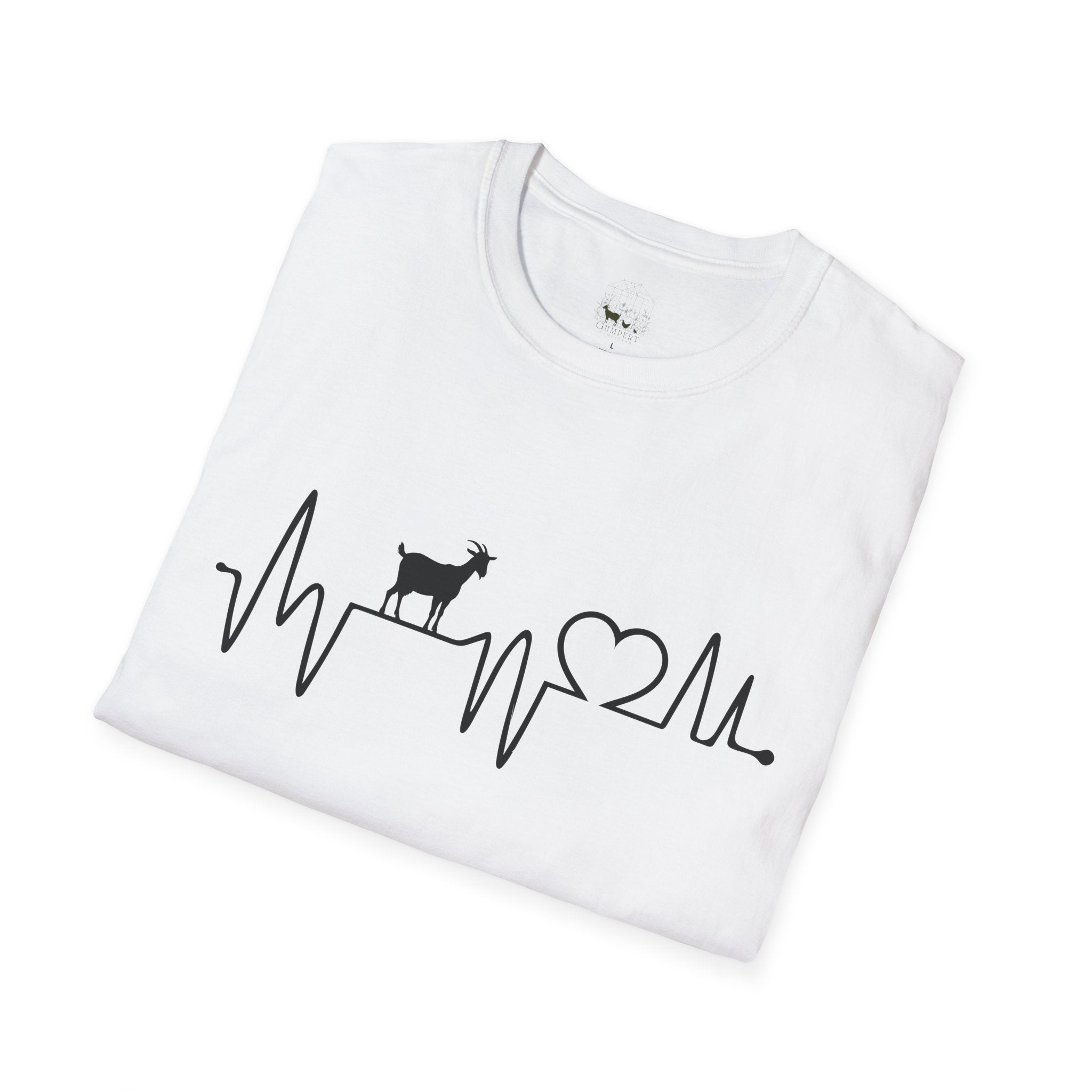 Goat Heartbeat Unisex T-Shirt | Minimalist Goat Lover ECG Farm Life Tee