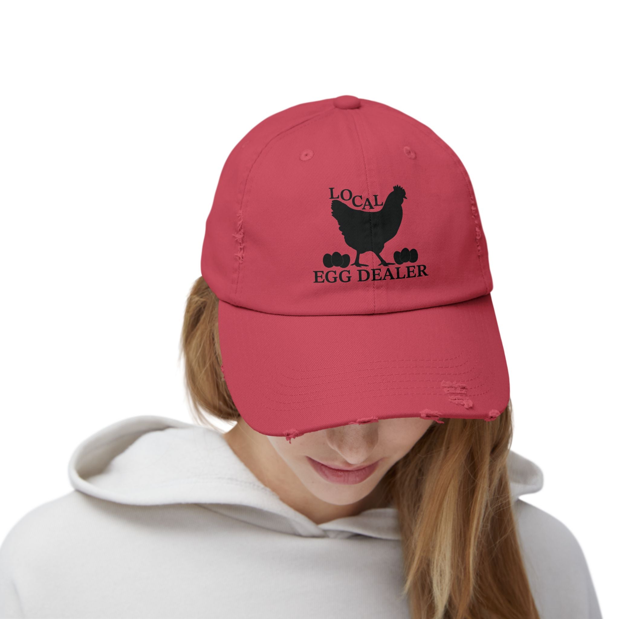 Local Egg Dealer Distressed Baseball Cap – Funny Chicken Hat, Farm Fresh Egg Seller Cap, Backyard Chicken Keeper Hat, Homestead Humor Gift