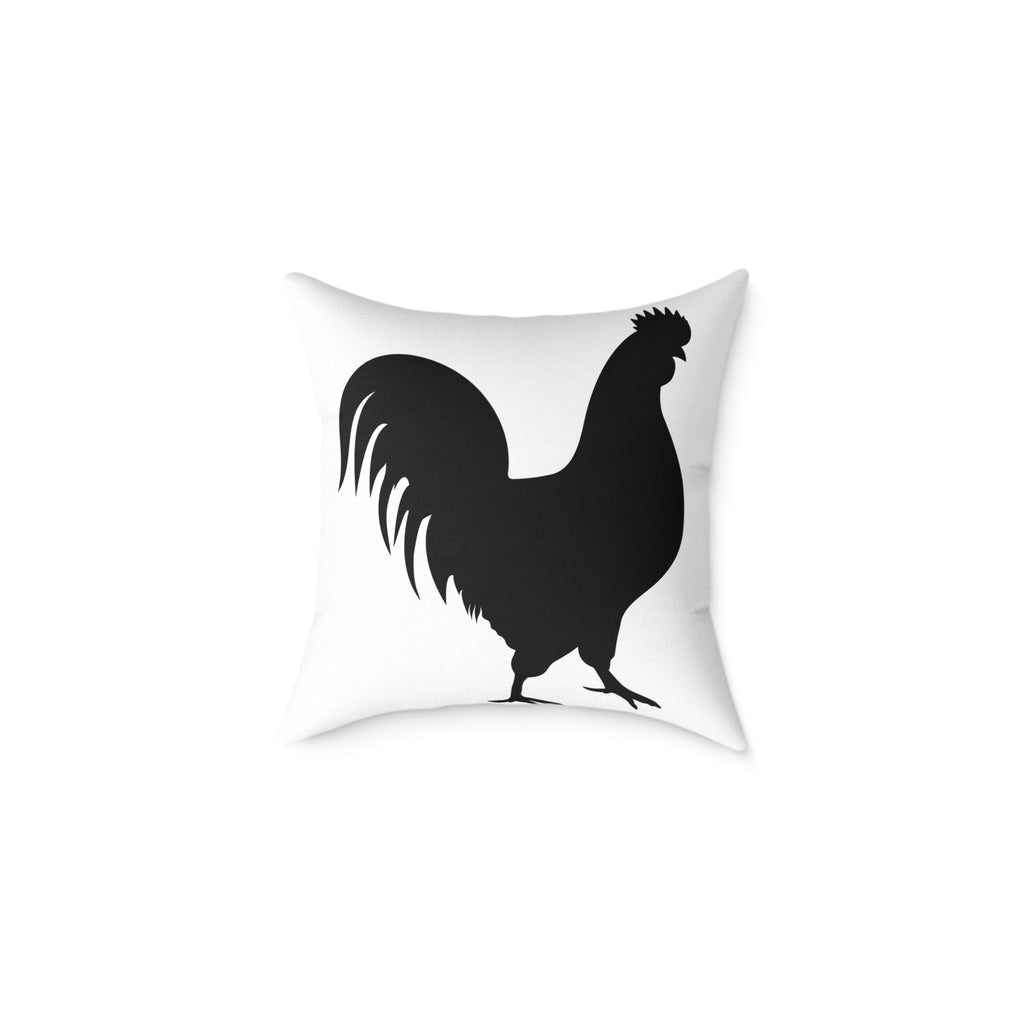 Farmhouse Rooster Silhouette Throw Pillow – Rustic Chicken Decor Cushion, Neutral Country Homestead Accent Pillow
