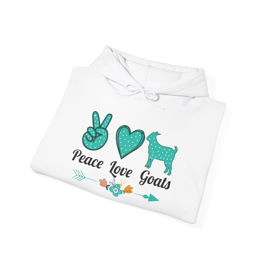 Peace Love Goats Hoodie – Unisex Farmhouse Goat Lover Sweatshirt | Cozy Homestead Country Apparel