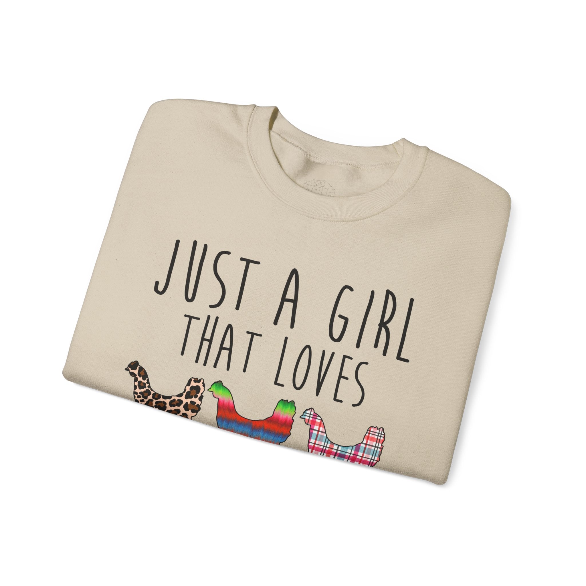Just a Girl That Loves Peckers Sweatshirt – Funny Chicken Crewneck, Farmhouse Homestead Chicken Mom Pullover