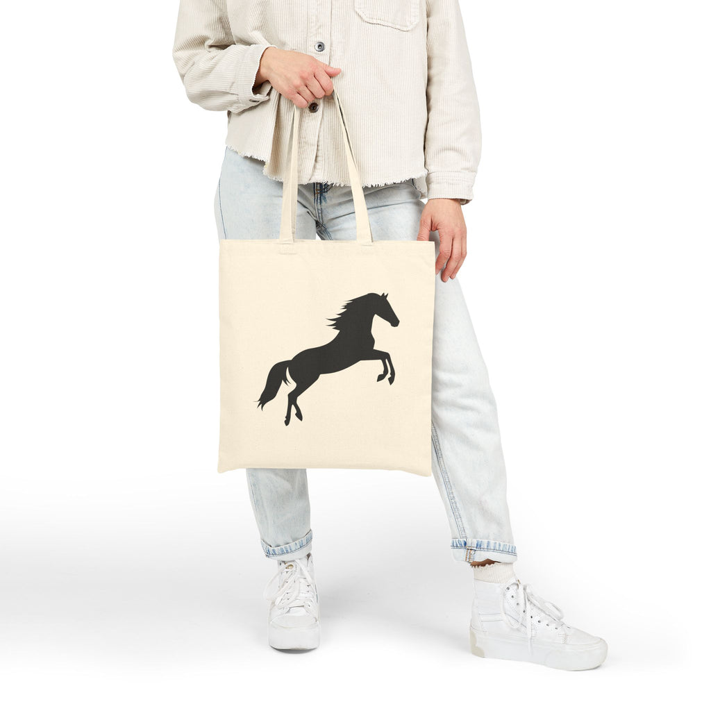 Rearing Horse Silhouette Canvas Tote Bag | Equestrian Farm Tote | Minimalist Horse Lover Market Bag | Rustic Farmhouse Country Tote