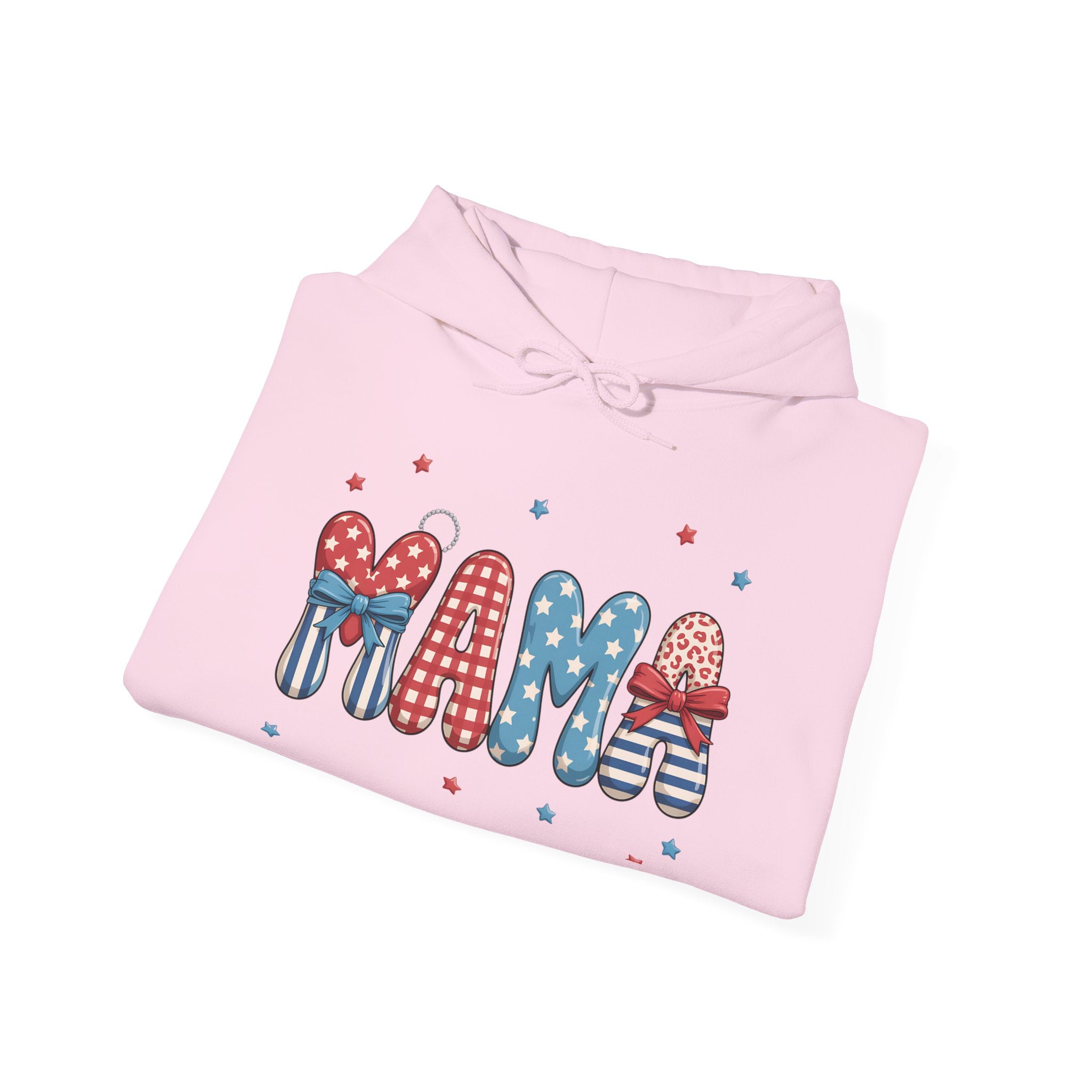 Patriotic Mama Hoodie | Red White Blue Bow Mama Sweatshirt | 4th of July Mom Hoodie | Americana Farmhouse Mom Pullover | Cottagecore Mama Hoodie | Summer Mom Apparel