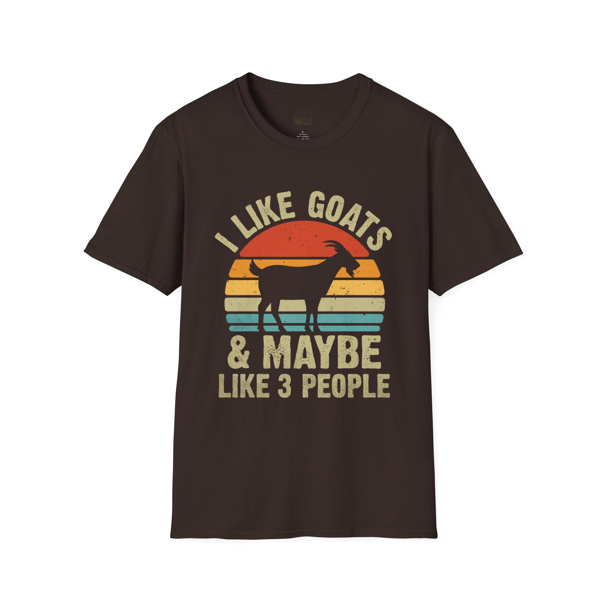 “I Like Goats & Maybe Like 3 People” Vintage Goat Lover Unisex Softstyle T-Shirt | Funny Farm Life Tee