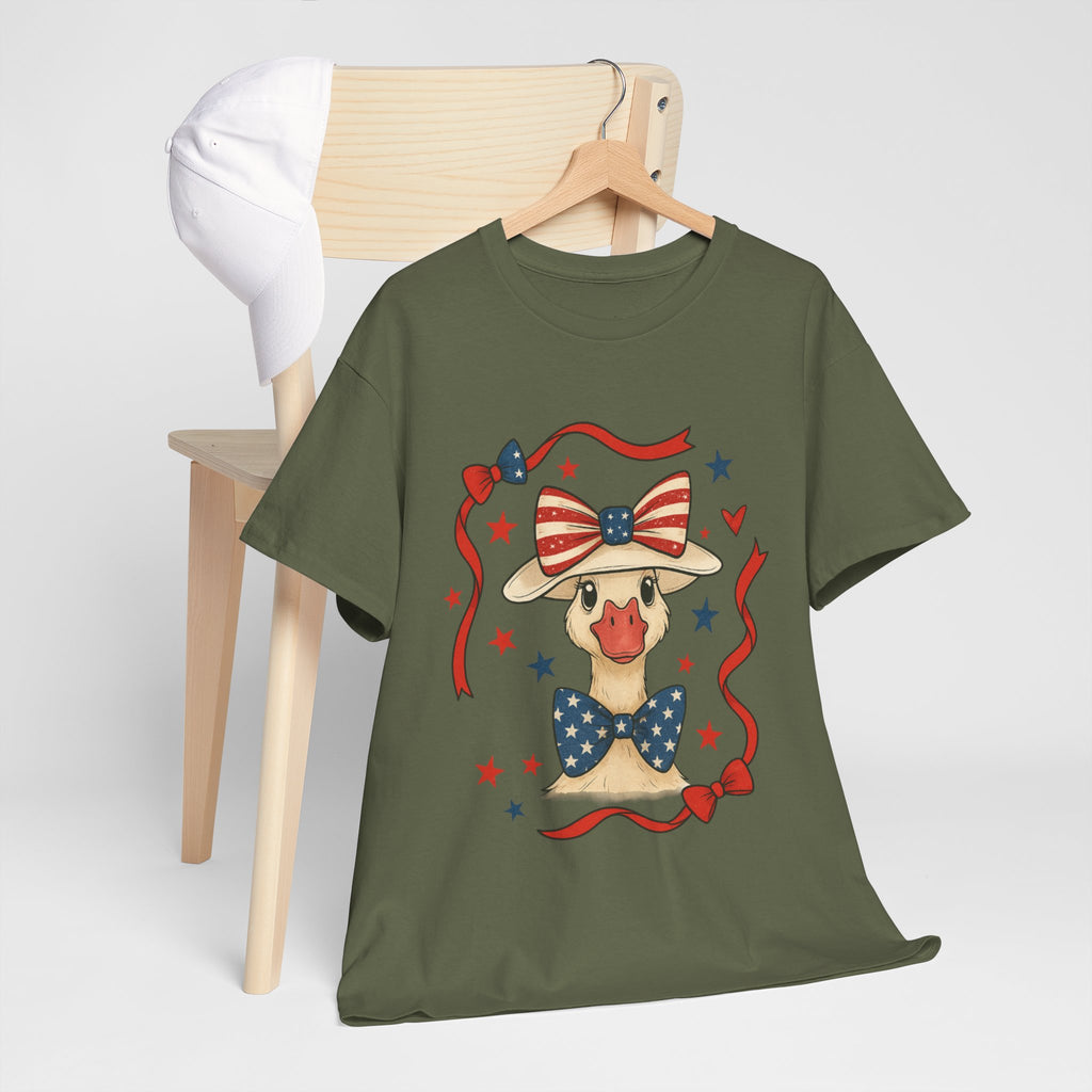 4th of July Goose T-Shirt | Patriotic Farm Goose Graphic Tee | Americana Country Shirt | Red White Blue Farm Animal Shirt | Homestead Summer Apparel