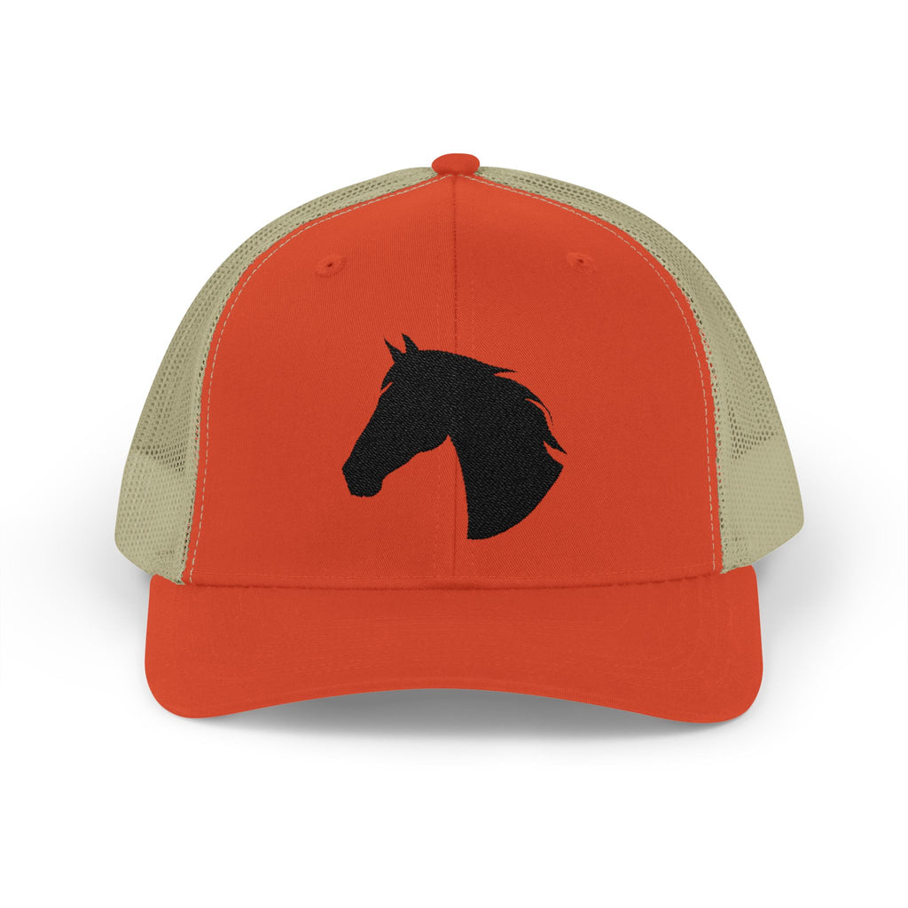 Horse Head Trucker Hat | Western Horse Silhouette Mesh Snapback Cap | Equestrian Ranch Hat | Rustic Farm Life Cowboy Cowgirl Horse Lover Hat