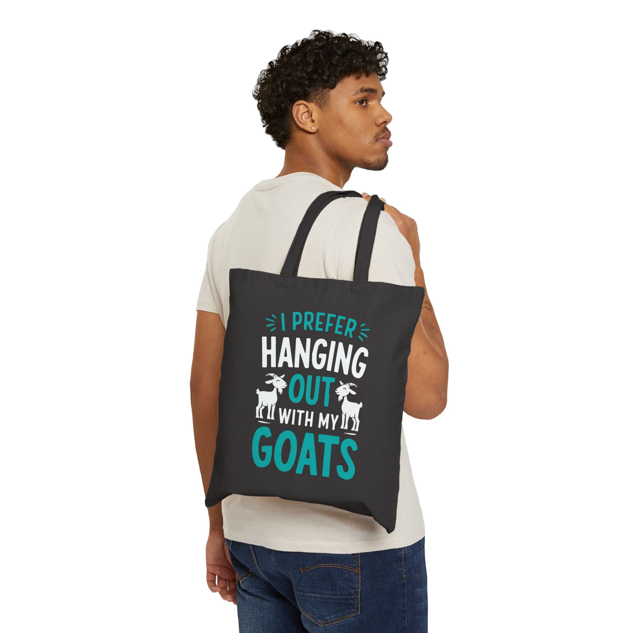 I Prefer Hanging Out With My Goats Tote Bag | Funny Goat Lover Canvas Bag | Goat Mom Gift | Farm Life Tote | Reusable Market Bag | Gumpert Homestead