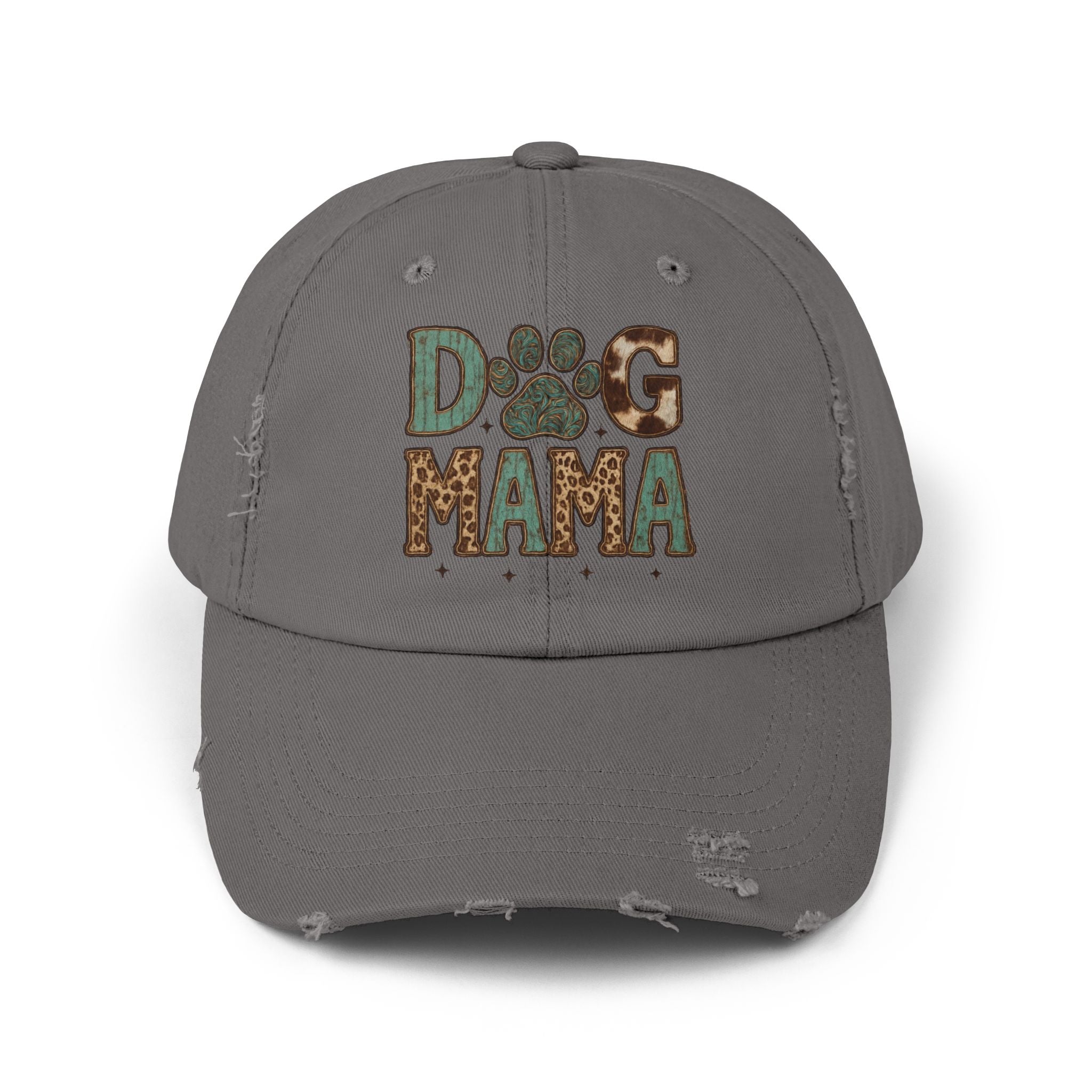 Dog Mama Distressed Baseball Cap – Vintage Dog Mom Hat, Farmhouse Pet Lover Cap, Washed Cotton Casual Hat
