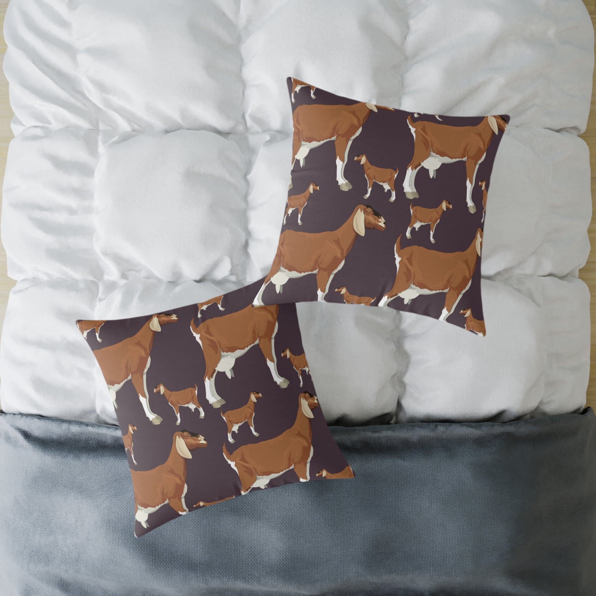 Goat Throw Pillow | Farmhouse Goat Accent Pillow | Rustic Goat Home Decor Cushion | Country Farm Animal Pillow | Gumpert Homestead