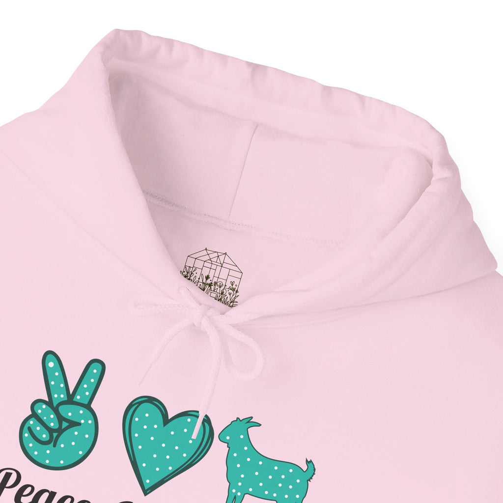 Peace Love Goats Hoodie – Unisex Farmhouse Goat Lover Sweatshirt | Cozy Homestead Country Apparel