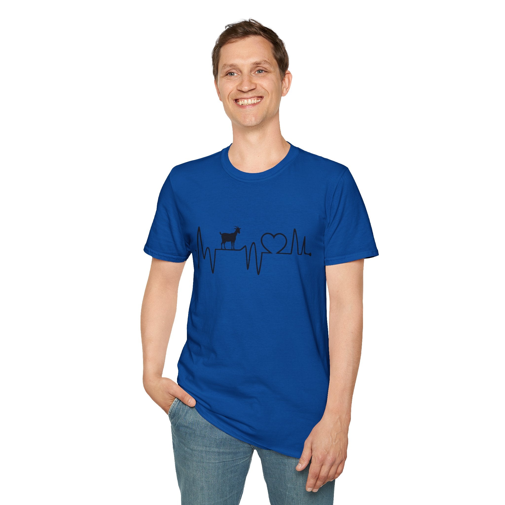 Goat Heartbeat Unisex T-Shirt | Minimalist Goat Lover ECG Farm Life Tee