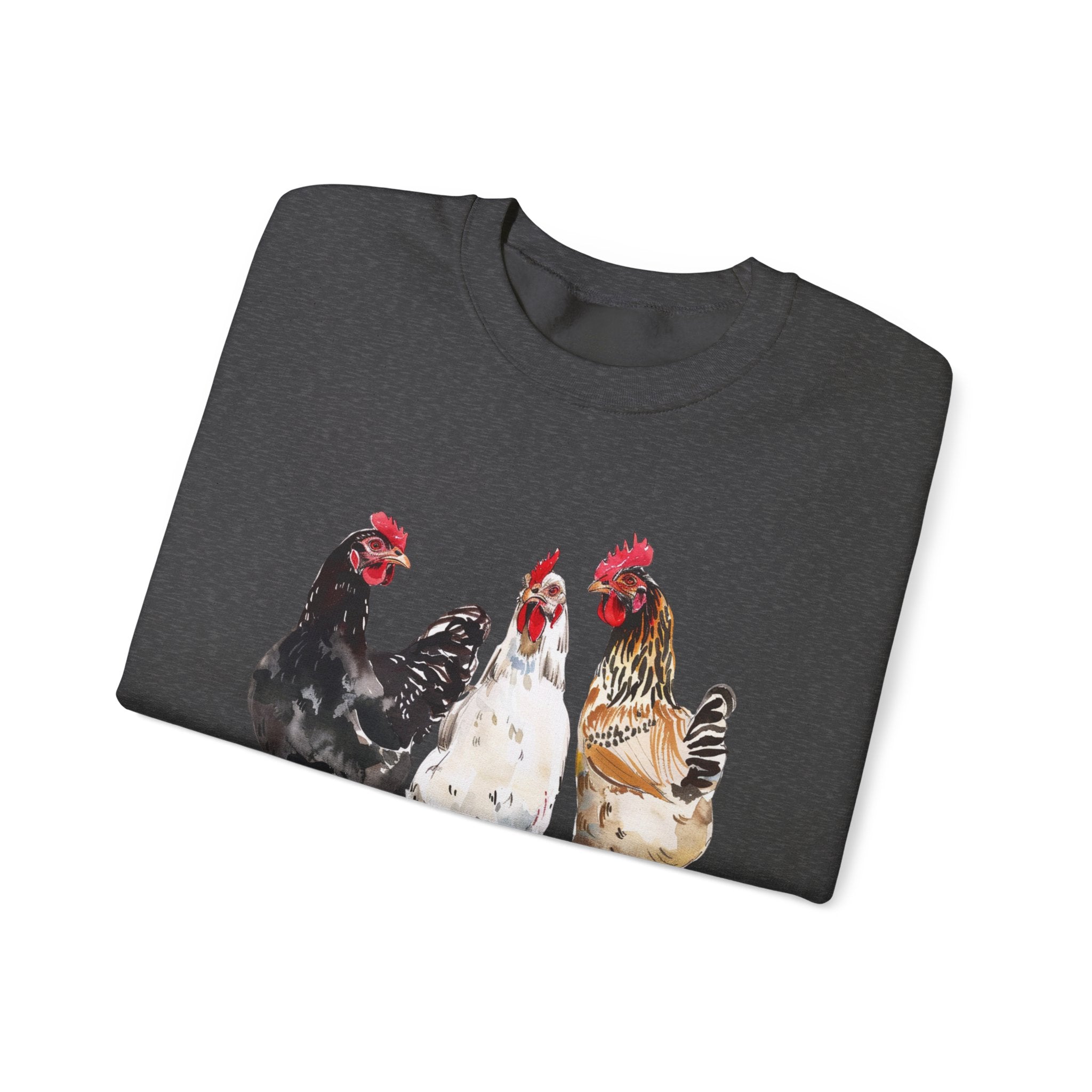 Chicken Flock Sweatshirt – Farmhouse Hen Lineup Crewneck, Cozy Homestead Chicken Mom Pullover, Unisex Gildan 18000
