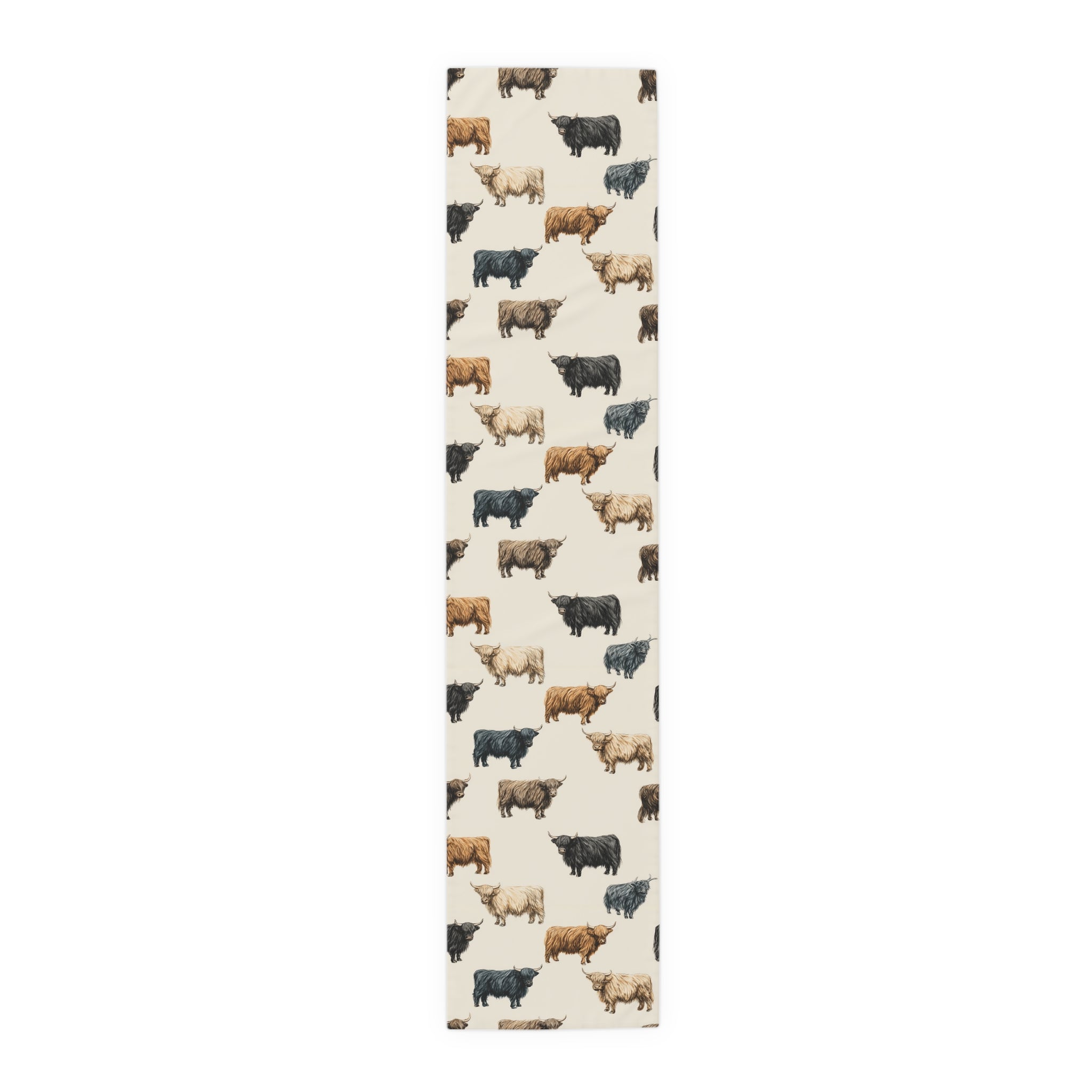 Highland Cow Farmhouse Table Runner | Rustic Farm Cattle Kitchen Decor | Country Cottagecore Dining Table Linen | Homestead Cow Table Decor